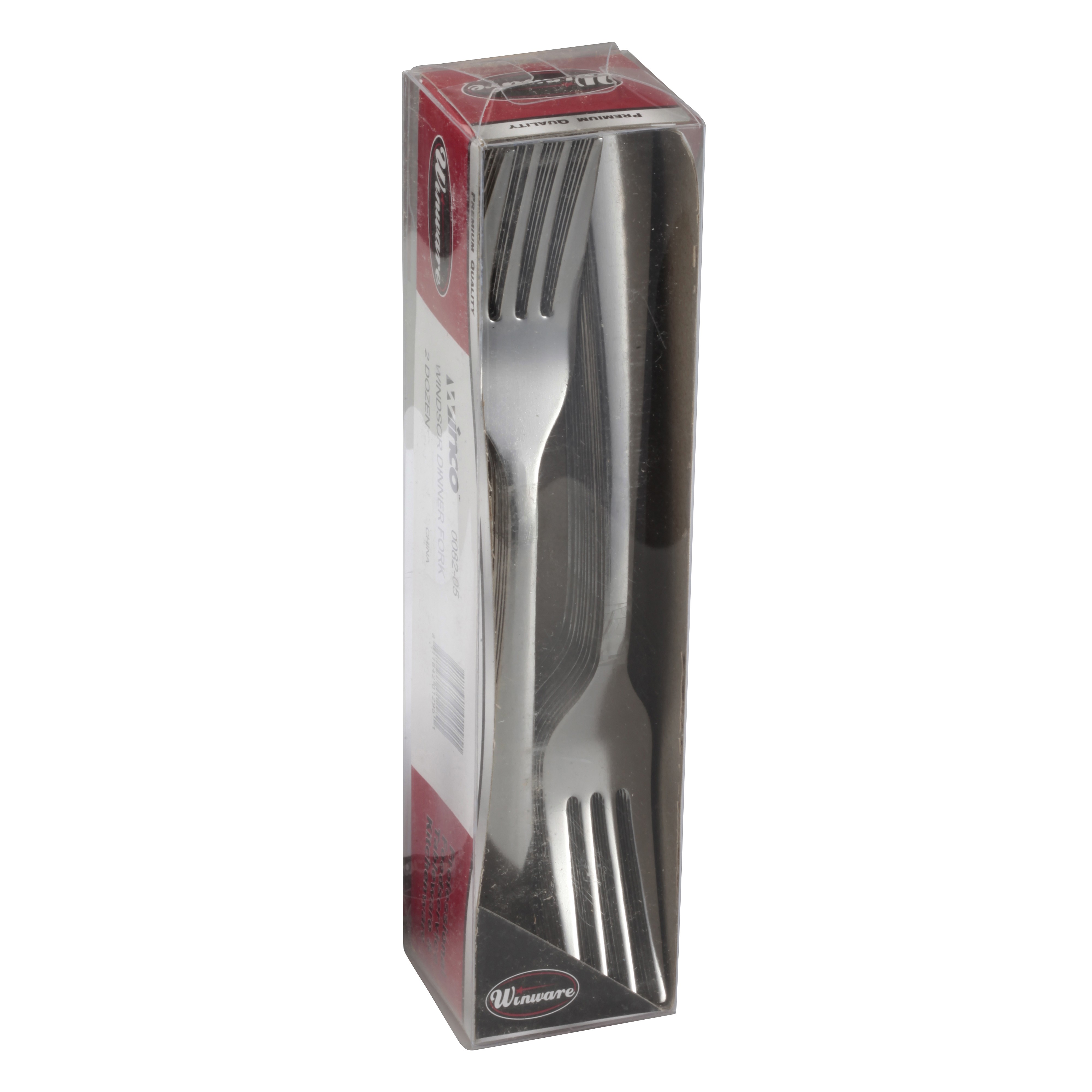 Winco 0082-05 Windsor Medium Weight 18/0 Dinner Fork In Clear View Pack (24/Pack)