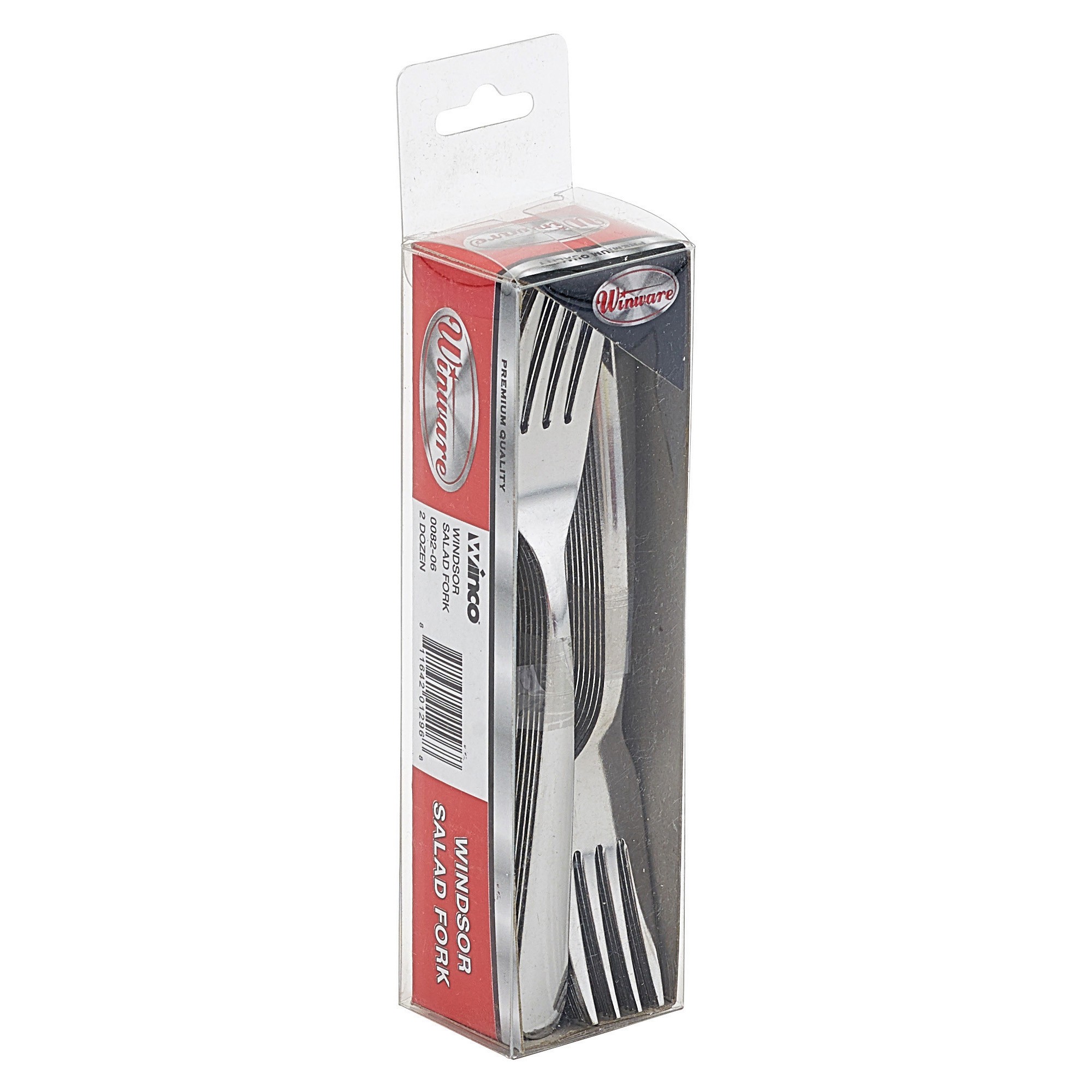 Winco 0082-06 Windsor Medium Weight 18/0 Salad Fork In Clear View Pack (24/Pack)