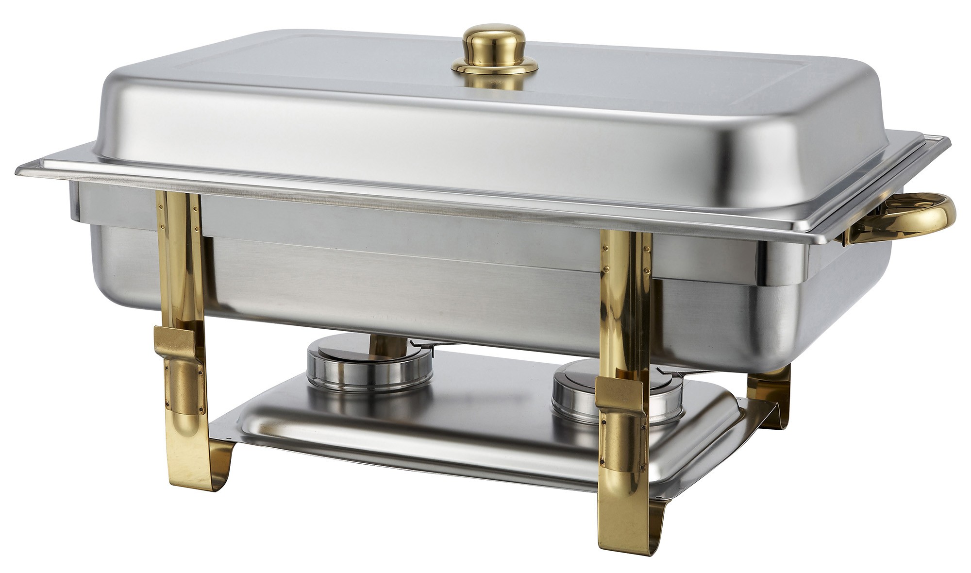 Winco 201 8 Qt Malibu Oblong Chafer with Gold Accents