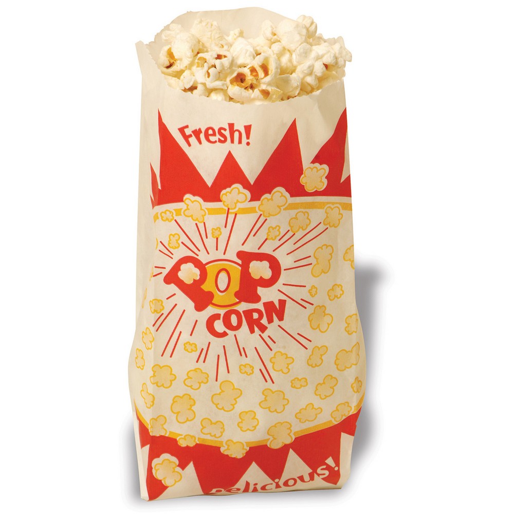 Winco 41002 Benchmark USA Paper Popcorn Bags 1.5 oz, 1000 Bags/Pack