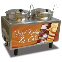 Winco 51072H Benchmark USA Hot Fudge and Caramel Warmer with Ladles and Lids, 7 Qt., 120V