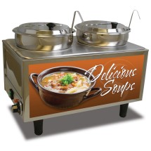 Winco 51072S Benchmark USA Soup Station with Ladles and Lids, 7 Qt., 120V