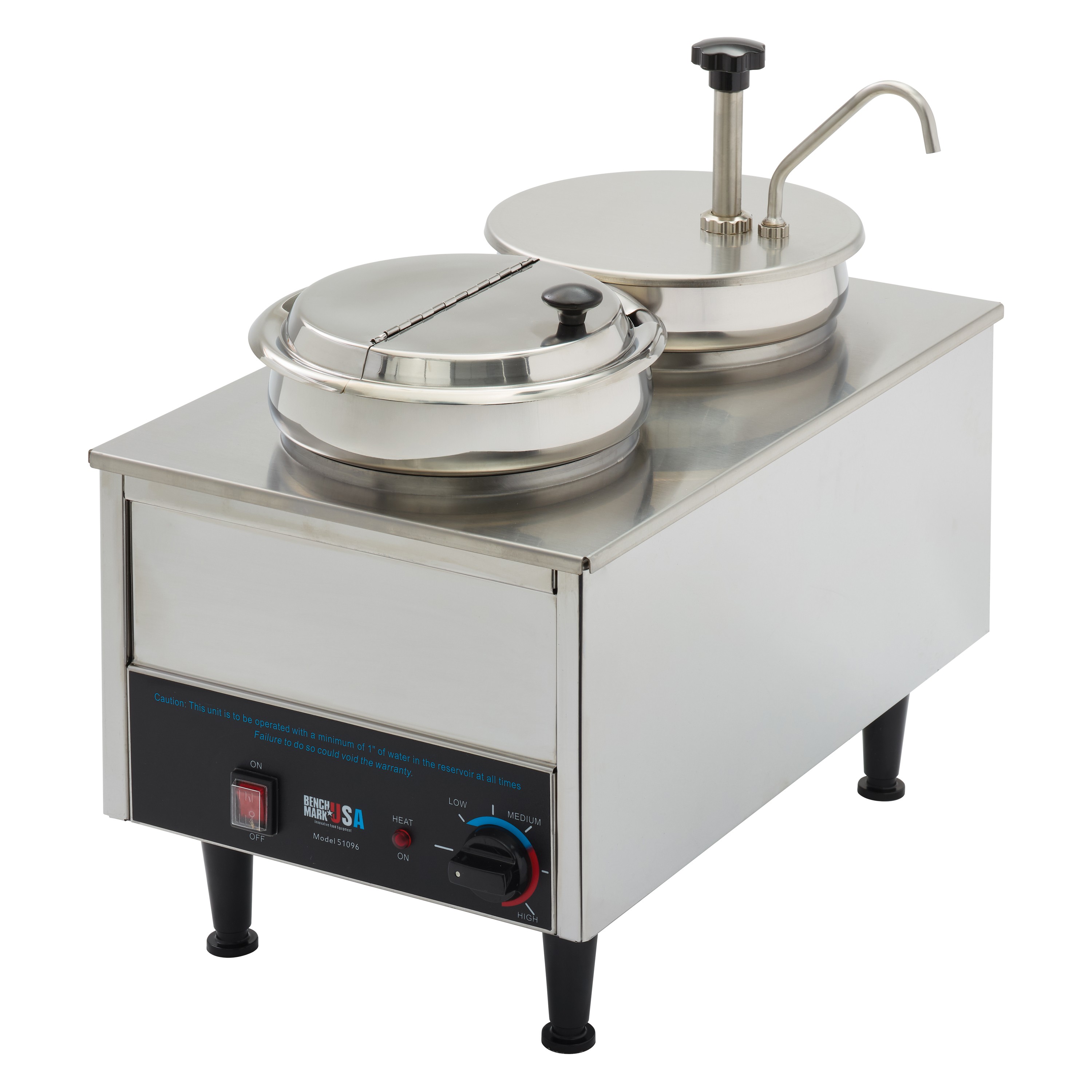 Winco 51073P Benchmark USA Food Warmer with Pump, Ladle and Lid, 7 Qt., 120V