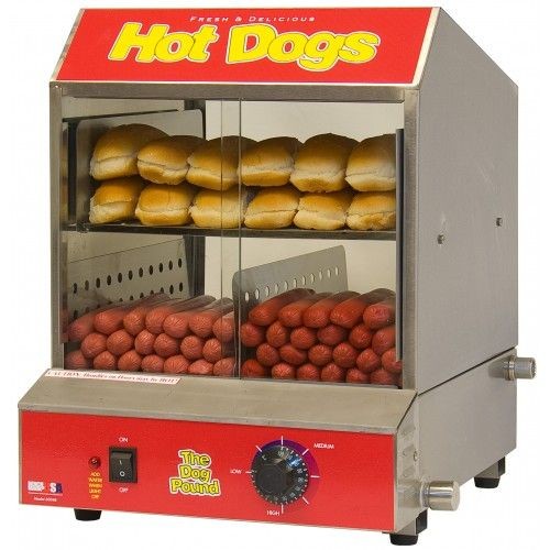 Winco 60048 Benchmark USA Dog Pound Hot Dog Steamer, 164 Hot Dogs/36 Buns, 120V