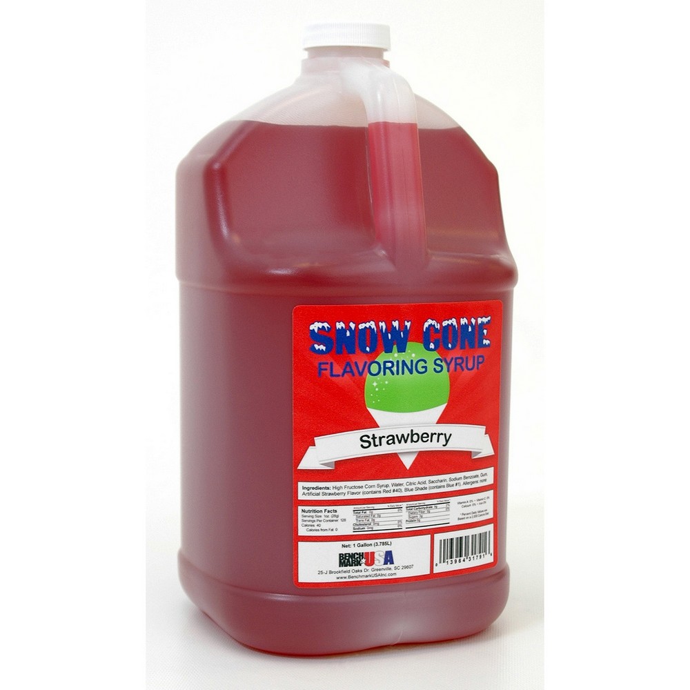 Winco 72006 Benchmark USA Snow Cone Syrup, Strawberry Flavor, 1 Gallon