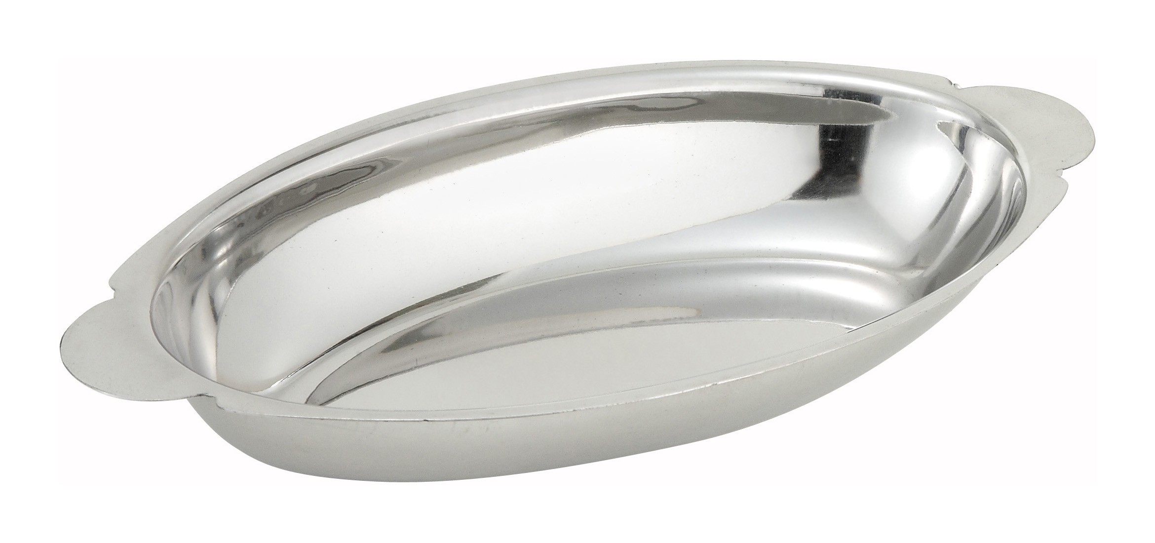 Winco ADO-15 Stainless Steel 15 oz. Oval Au Gratin Dish