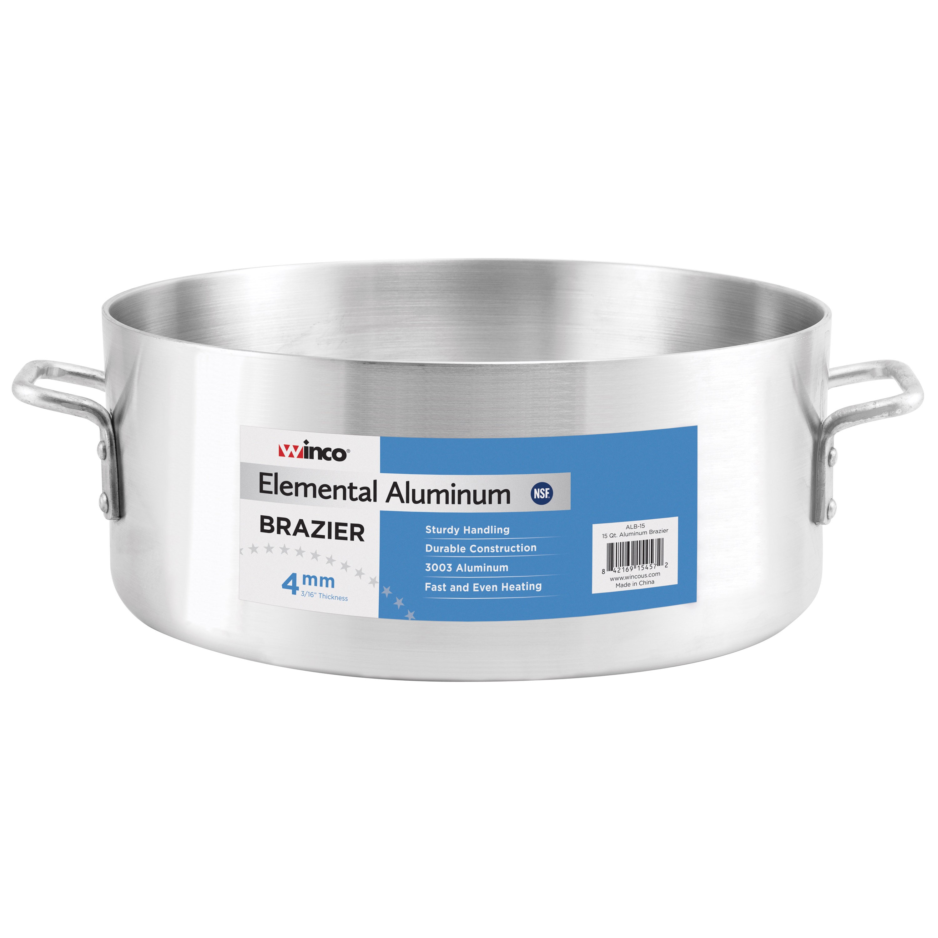 Winco ALB-18 Elemental Aluminum 18 Qt.  Brazier, 4mm