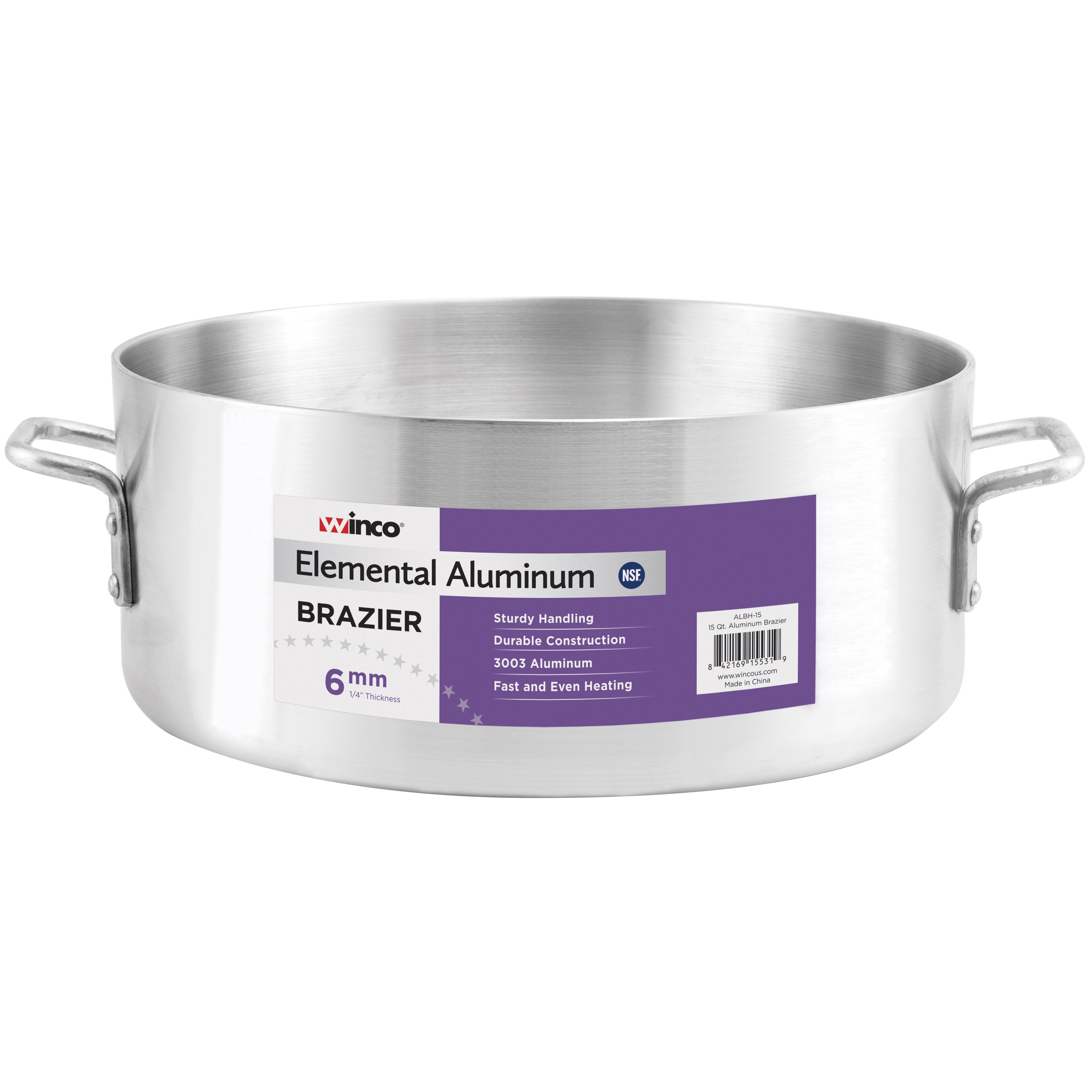 Winco ALBH-18 Elemental Aluminum 18 Qt.  Brazier, 6mm