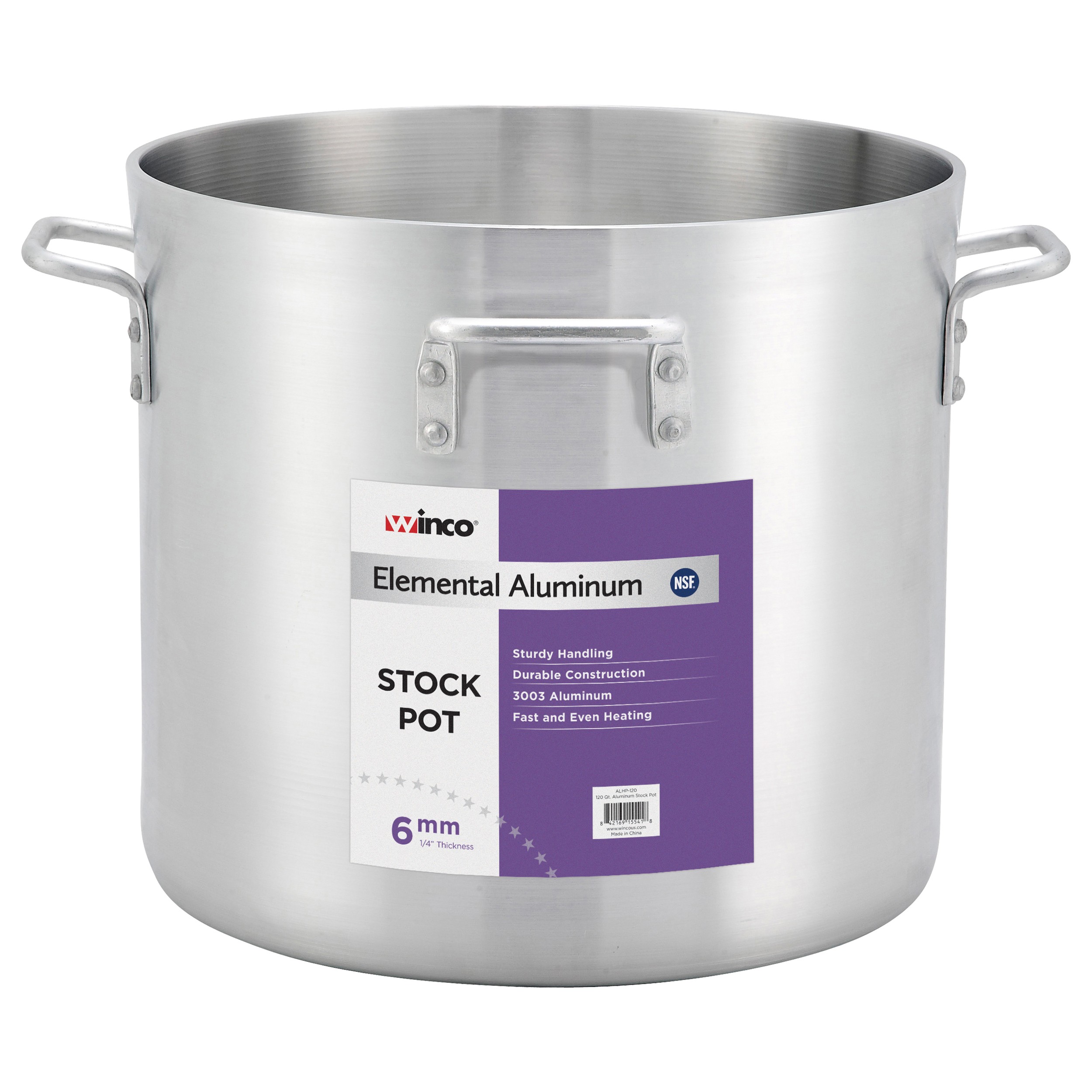 Winco ALHP-120 Elemental Aluminum 120 Qt.   Stock Pot, 6mm