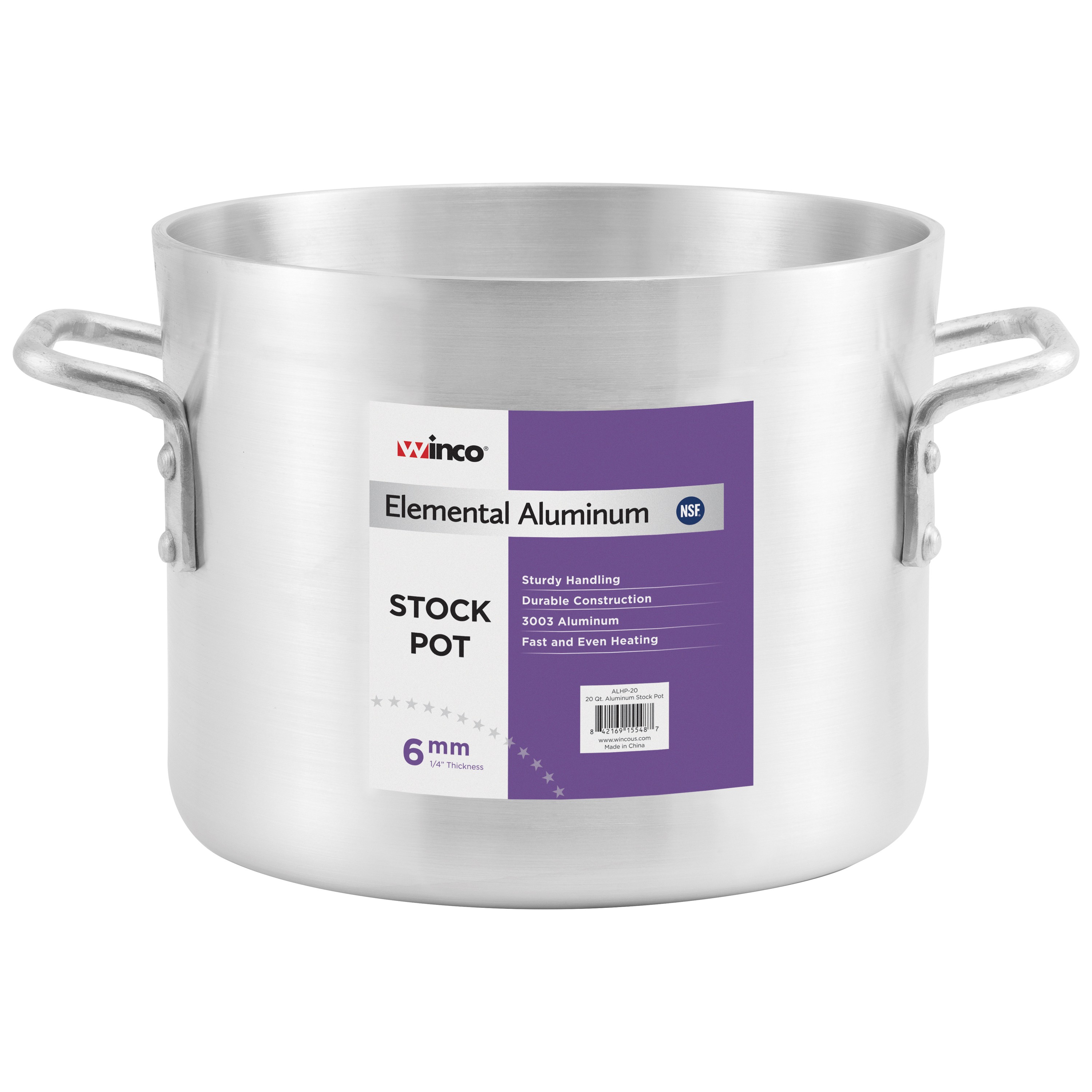 Winco ALHP-40 Elemental Aluminum 40 Qt.   Stock Pot, 6mm