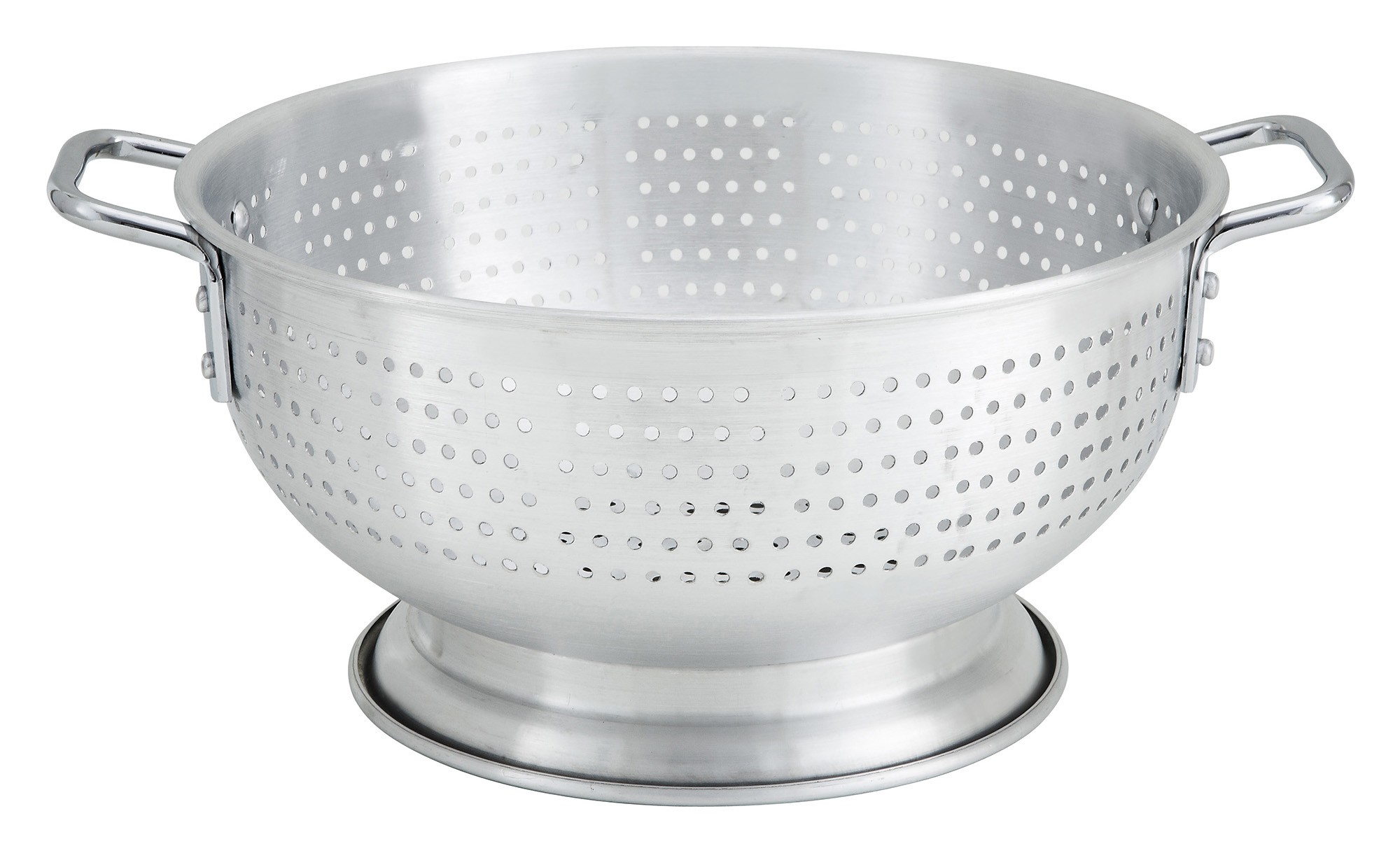 Winco ALO-11BH Aluminum Colander with Base and Handles 11 Qt.