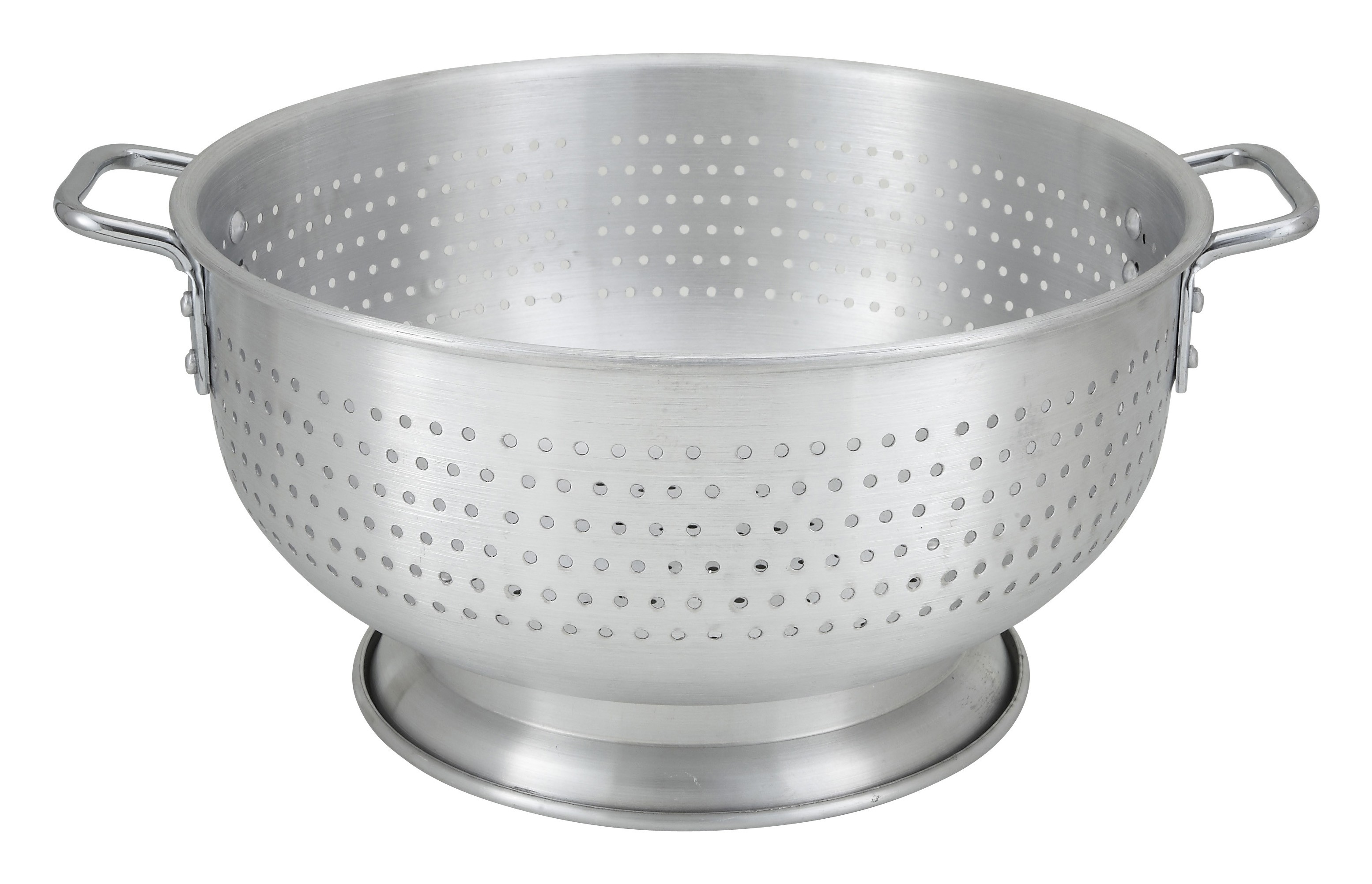 Winco ALO-16BH Aluminum Colander with Base and Handles 16 Qt.
