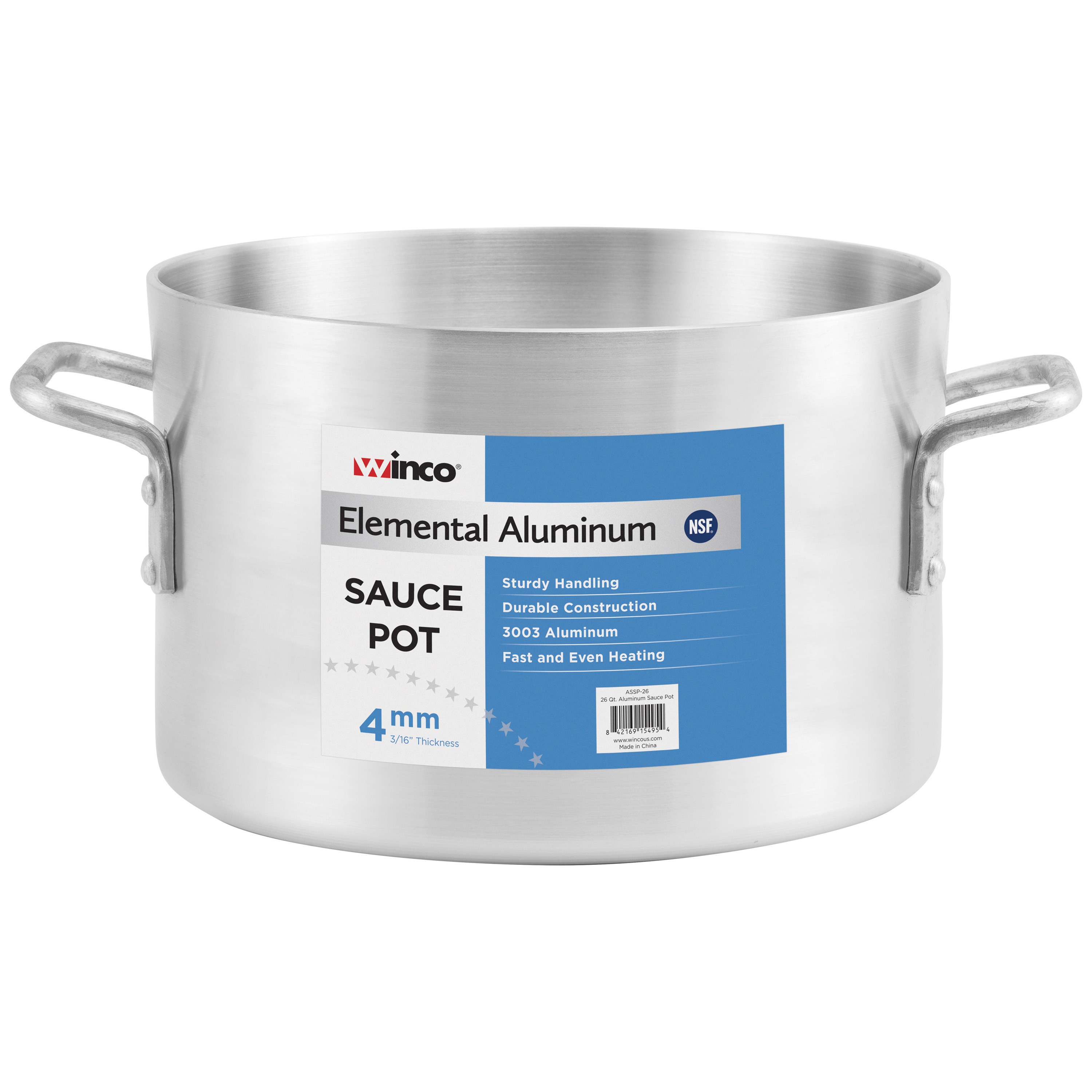Winco ASSP-34 Elemental Aluminum 34 Qt.  Sauce Pot