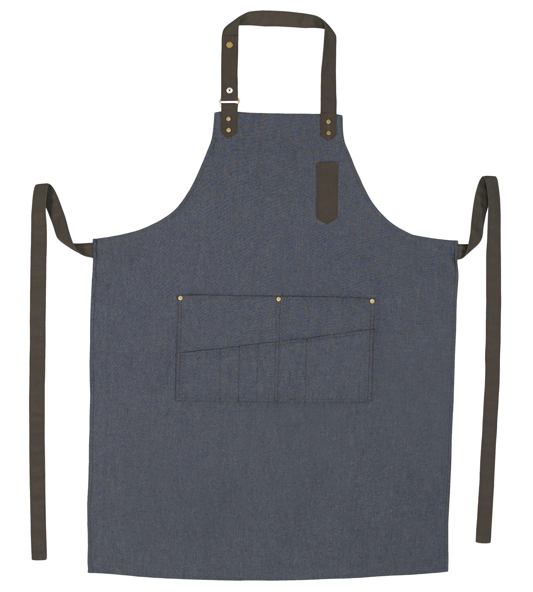 Winco BA-3327B Blue Full Length Bib Apron, 33-1/2"L x 27"W,