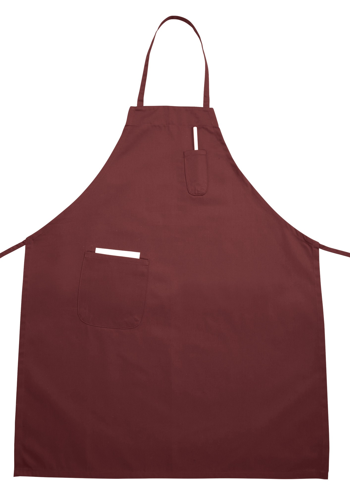 Winco BA-PBG Full-Length Burgundy Bib Apron with Pocket