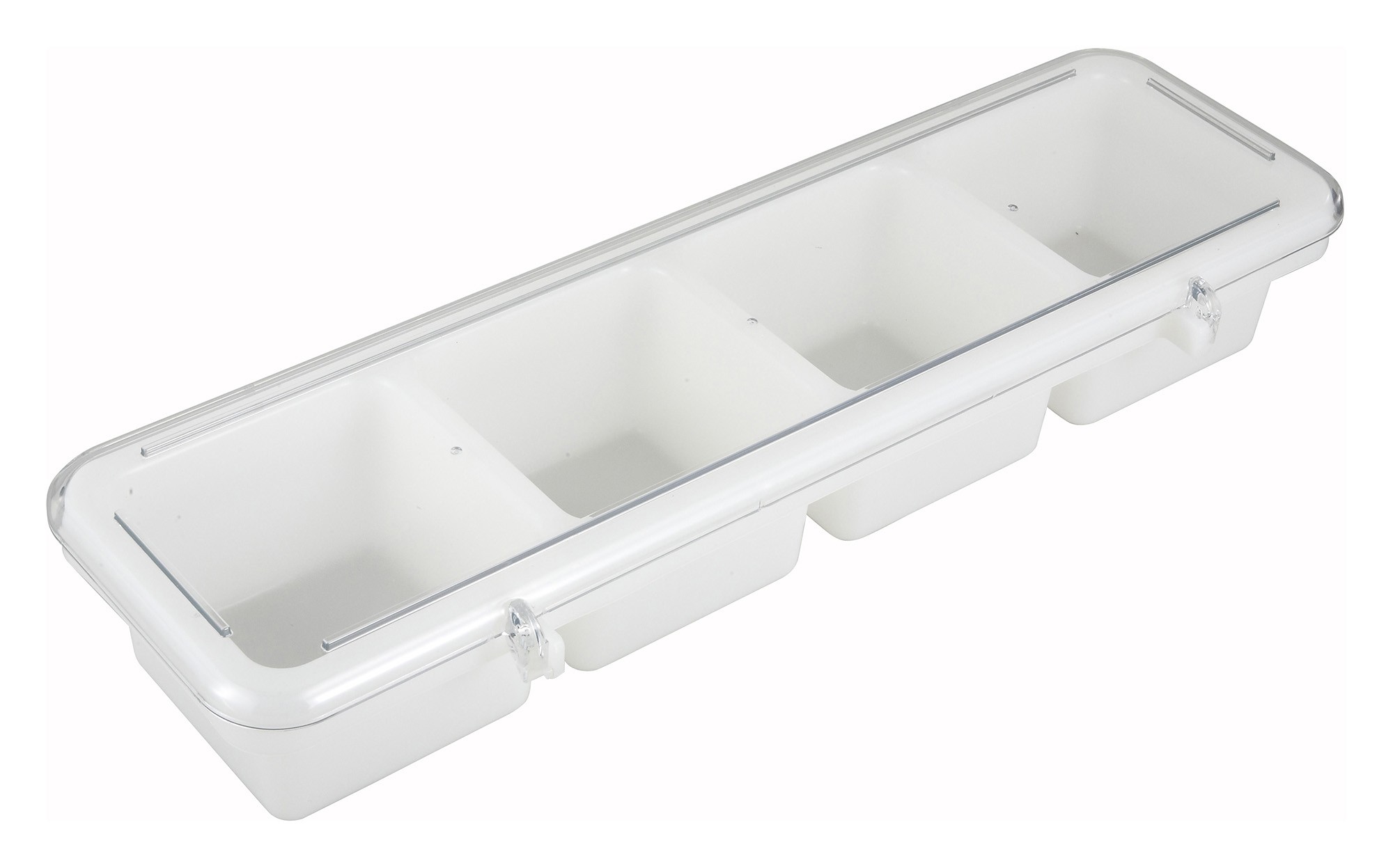 Winco BC-4P 4-Compartment White Plastic Bar Caddy with Cover