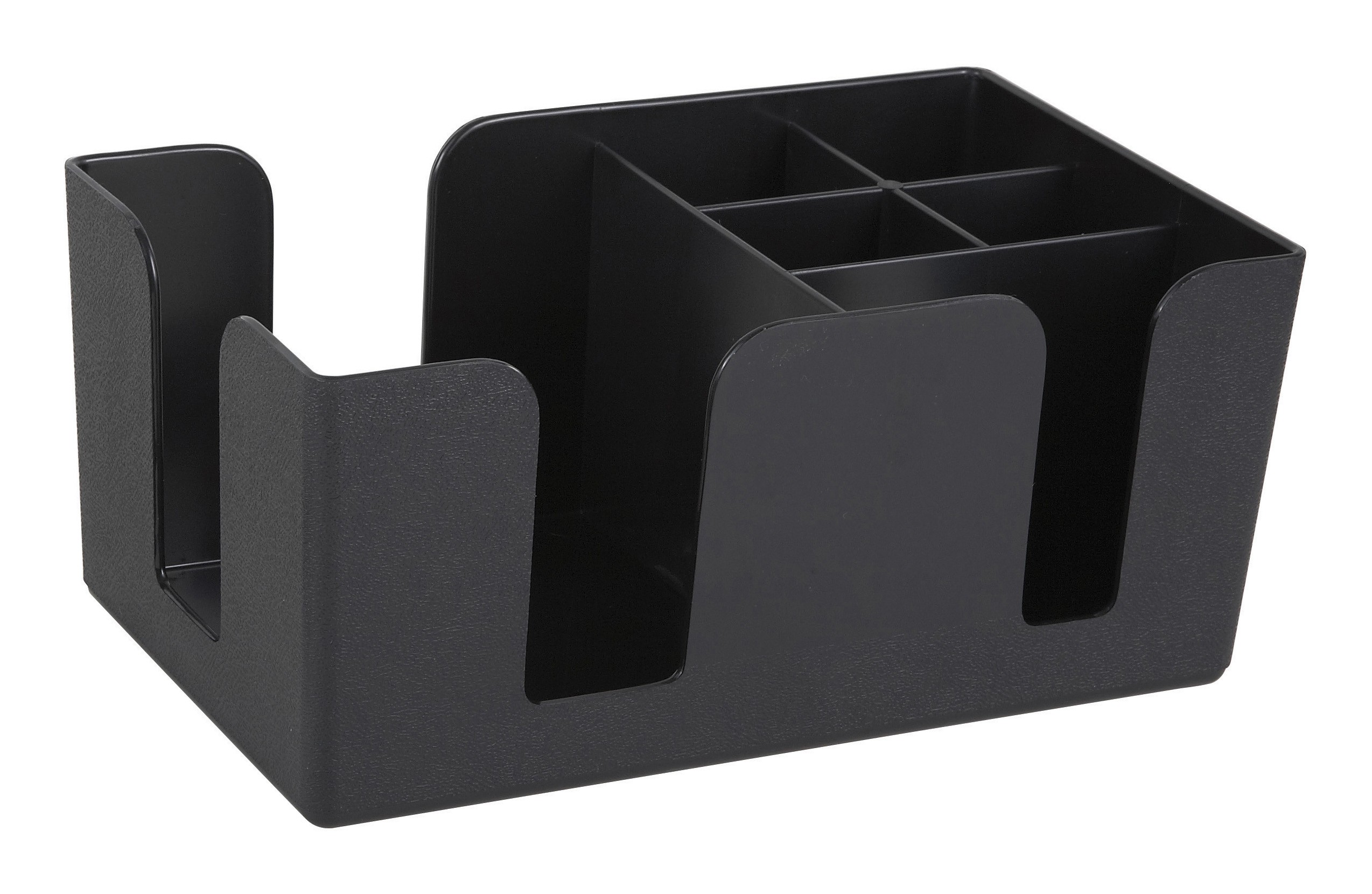 Winco BC-6 6-Compartment Black Plastic Bar Caddy