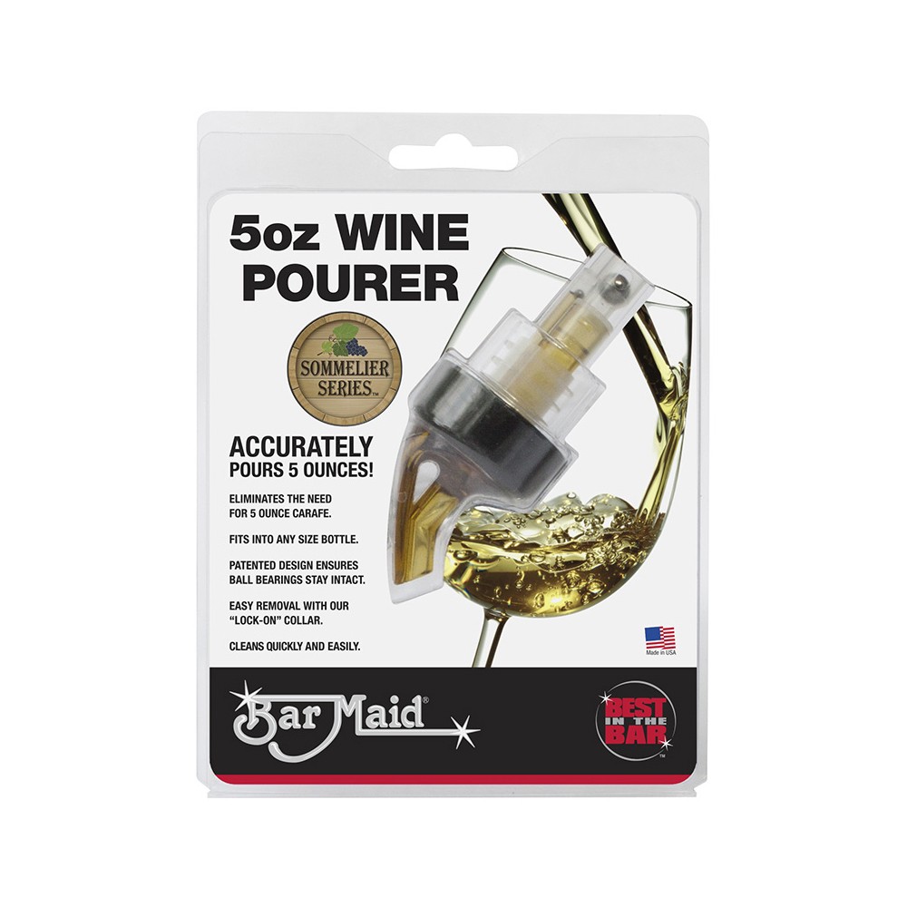 Winco BMP-500RAC Bar Maid Wine Pourer Amber with Black Collar 5 oz.