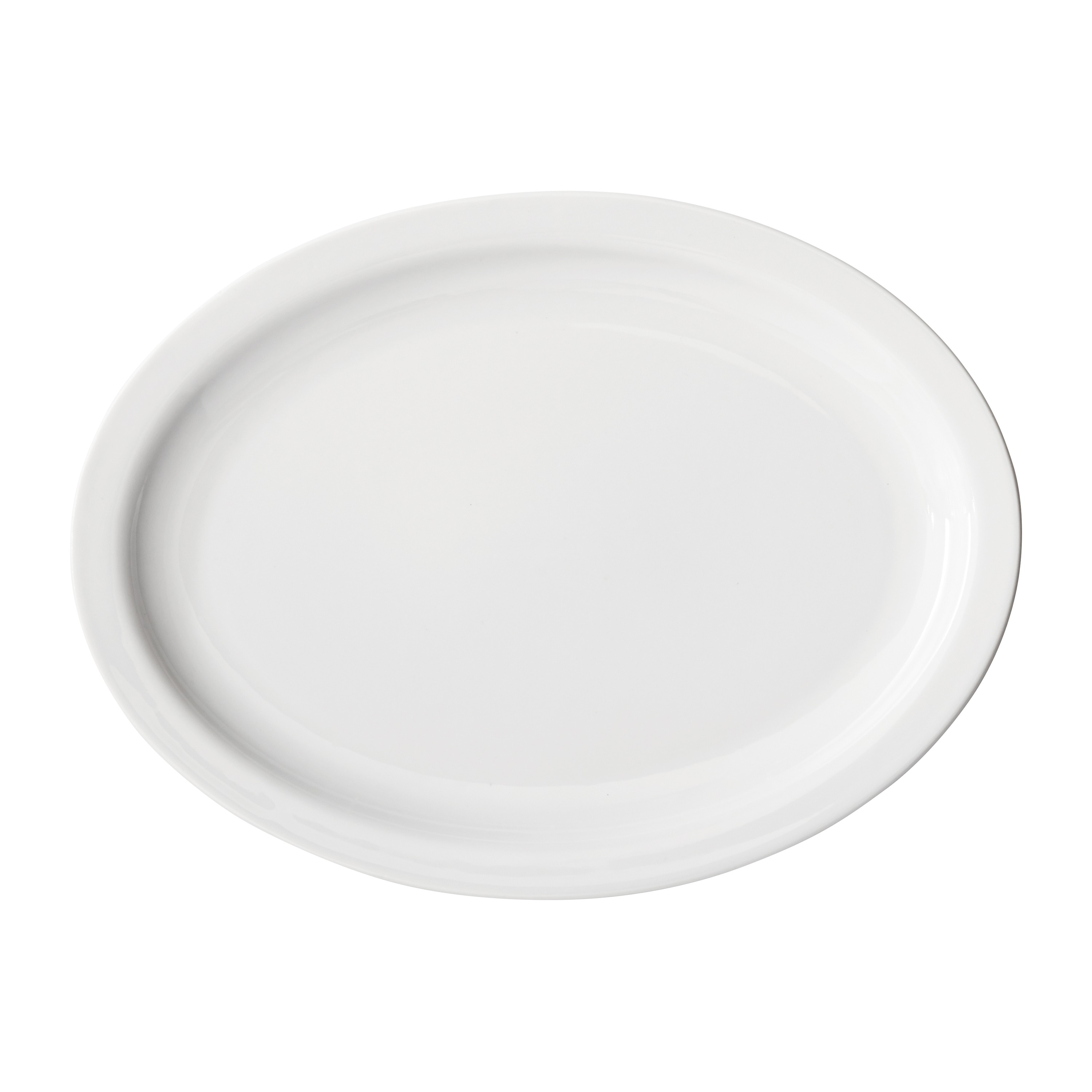Winco BPO-13NR Birkhall Porcelain Oval Platter with Narrow Rim 13"L - 1 dozen