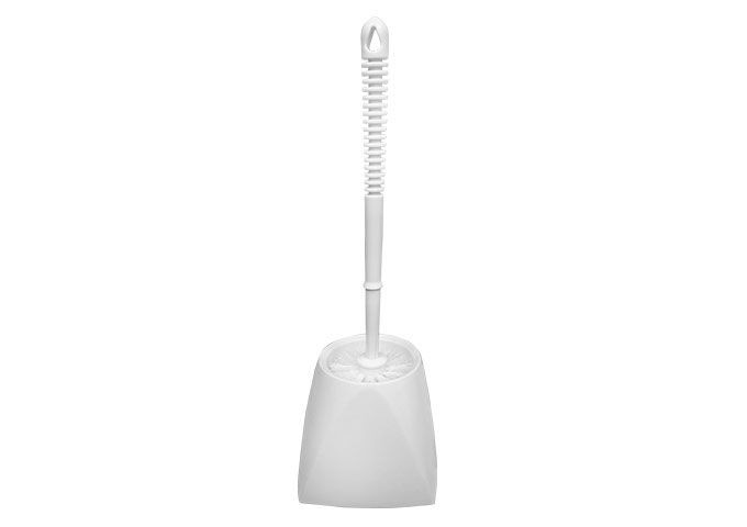 Winco BR-15SET White Toilet Bowl Brush with Caddy 15"