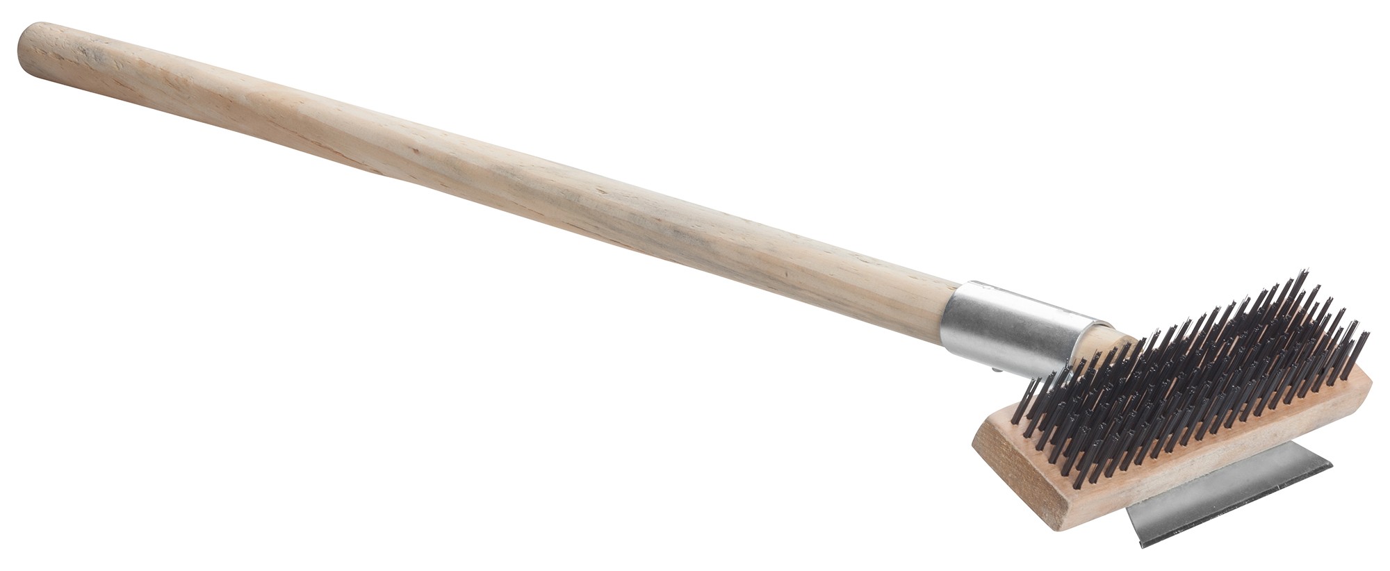 Winco BR-27 Pizza Oven Scraper/Brush with Wood Handle 27"