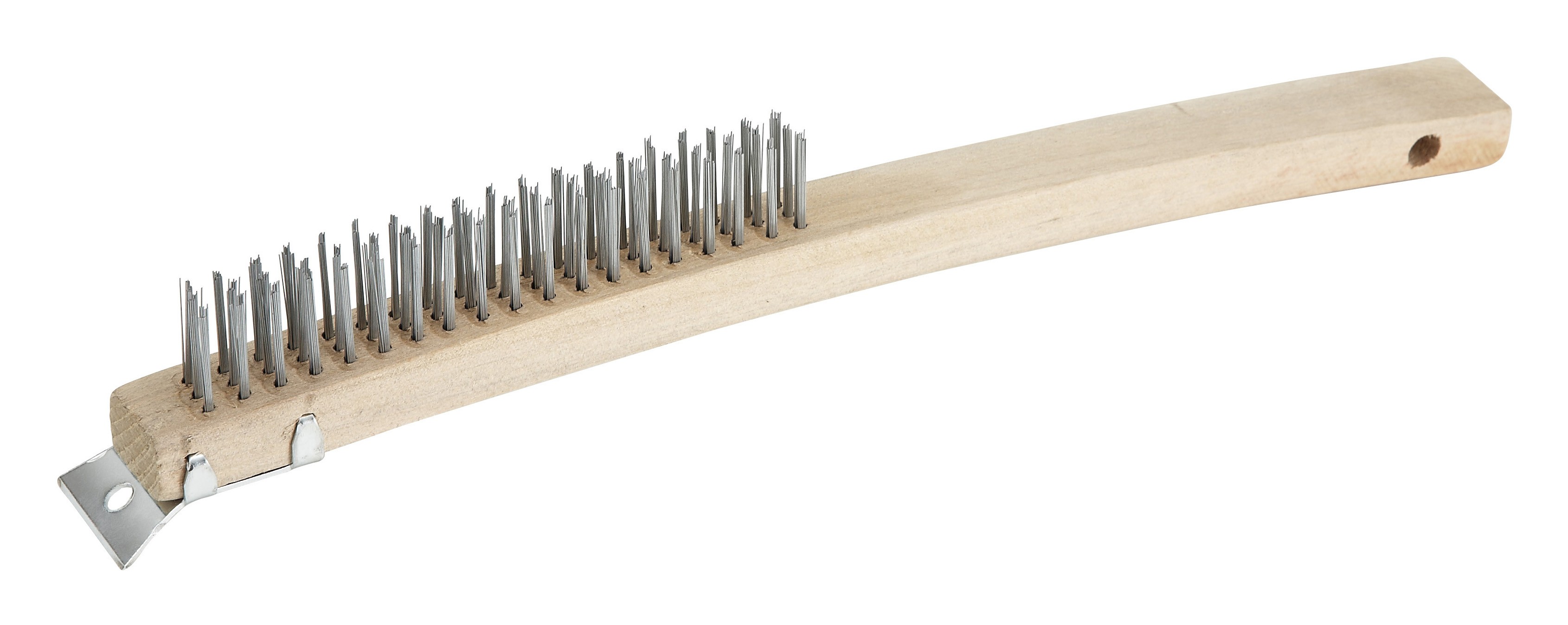 Winco BR-319 Steel-Bristled Wire Brush with Wood Handle 19"