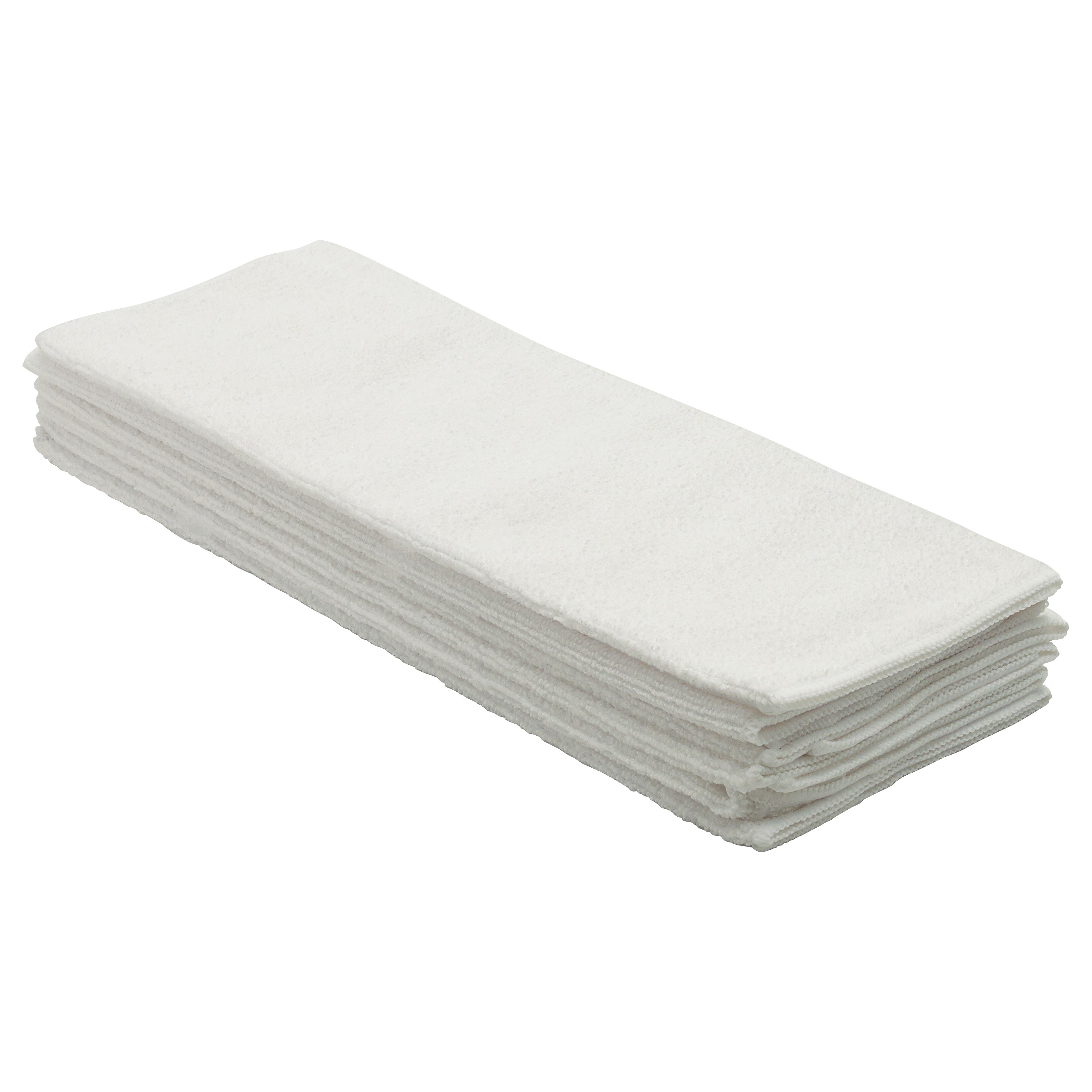 Winco BTM-16W Microfiber Bar Towel Set, White 16" x 16"