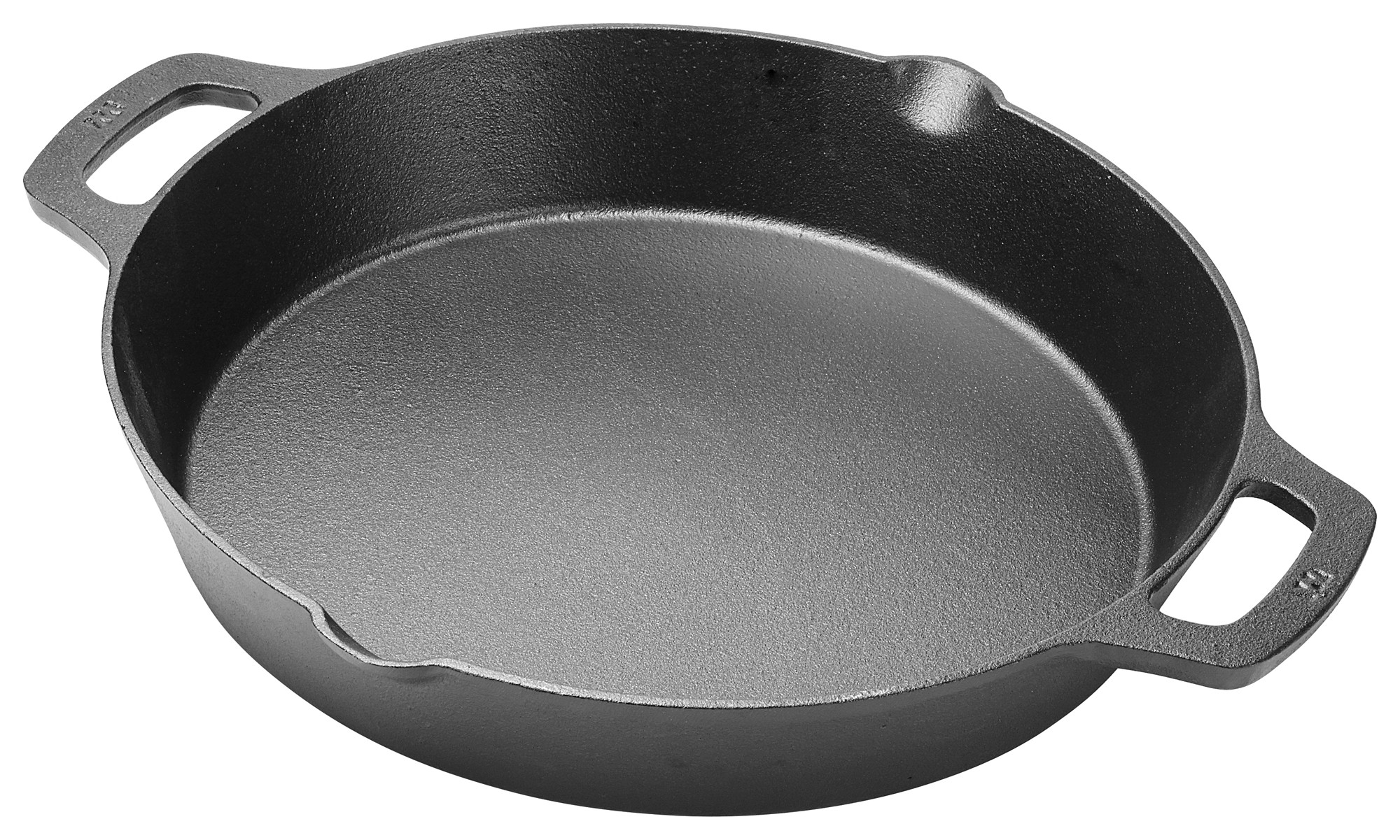 Winco CASD-12 FireIron Round Cast Iron Skillet with Two Loop Handles, 12" Dia.