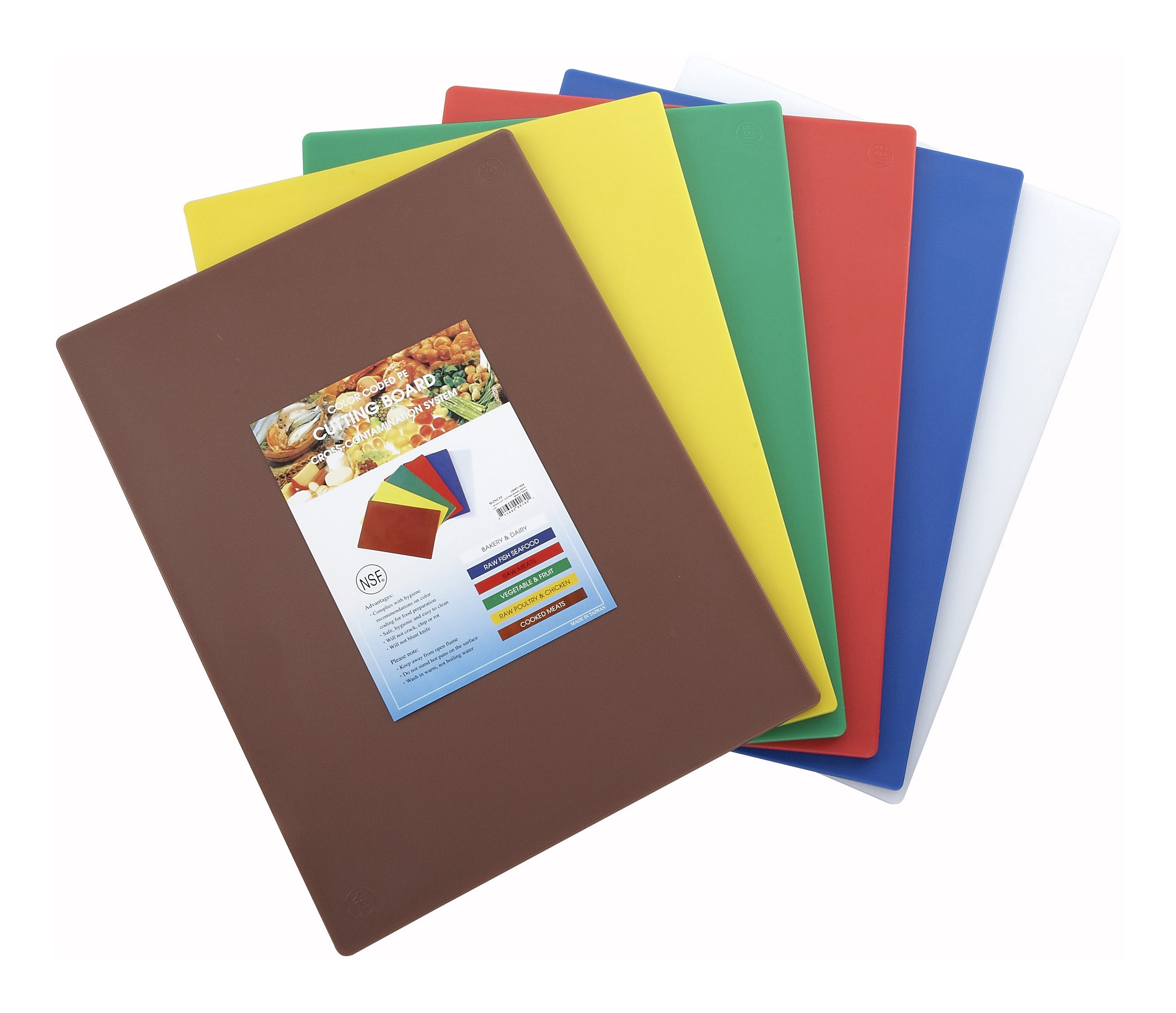 Winco CBST-1218 Color-Coded Cutting Board Set 12" x 18" x 1/2"