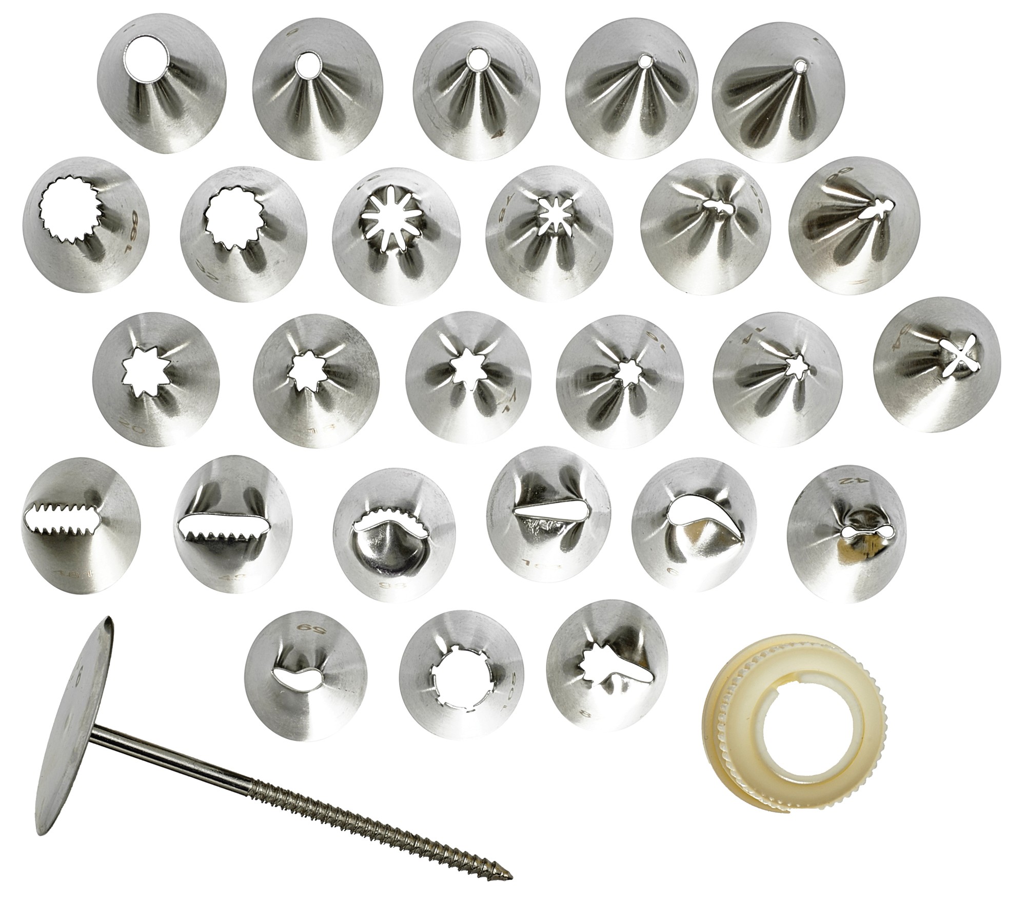 Winco CDT-26 26-Piece Stainless Steel Decorating Tip Set