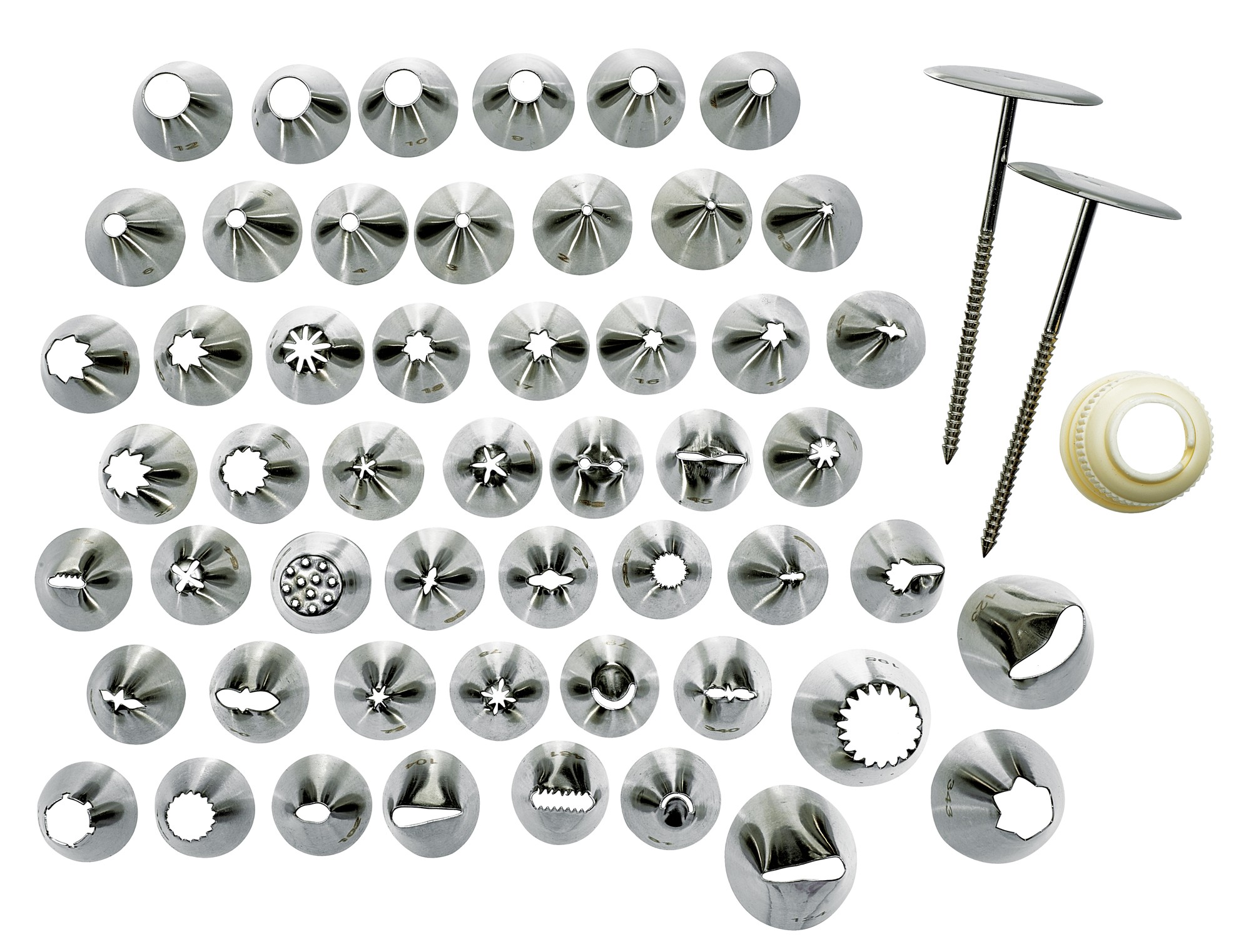 Winco CDT-52 52-Piece Stainless Steel Decorating Tip Set