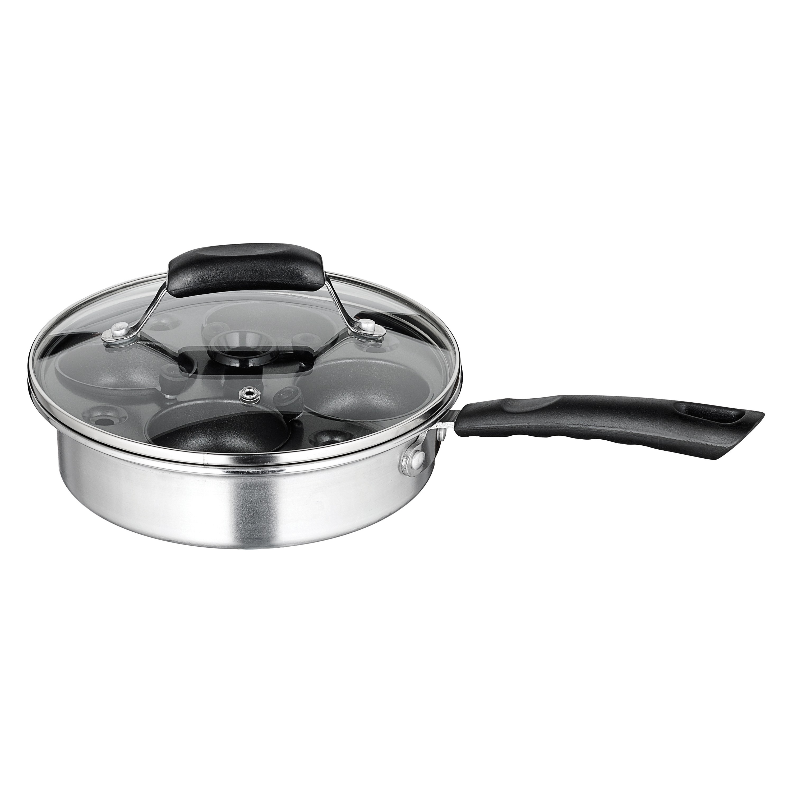 Winco CEP-4 4-Egg Nonstick Poacher With Glass Lid
