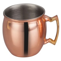 Winco CMM-2 Smooth Copper Finish Mini Moscow Mule Mug, Brass Handle 2 oz.