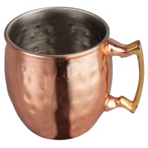 Winco CMM-2H Hammered Copper Finish Mini Moscow Mule Mug, Brass Handle 2 oz.