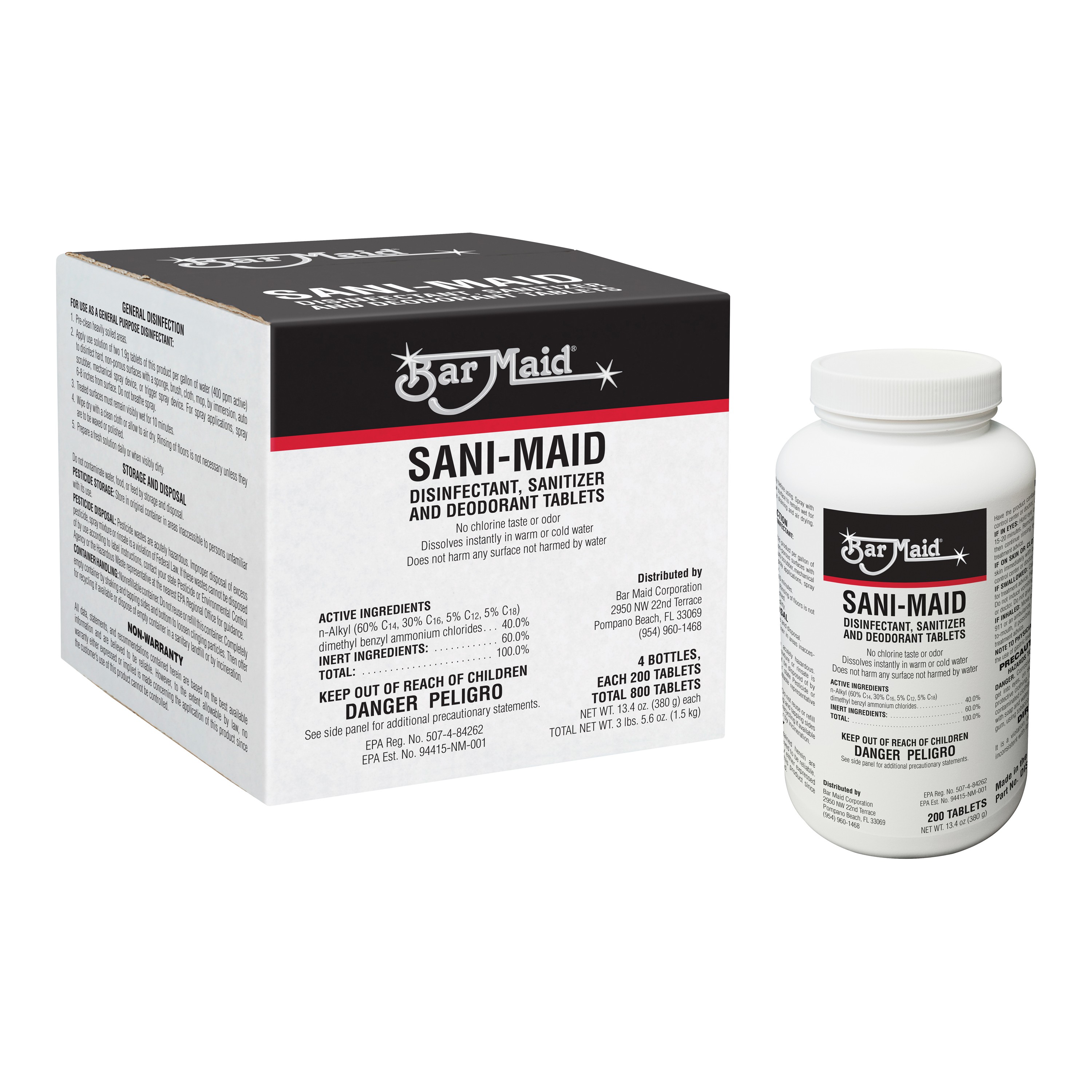 Winco DIS-207 Bar Maid Quaternary Sanitizer/Disinfectant Tablets - 4 Bottles/Carton