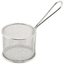Winco FBM-32R Round Stainless Steel Mini Fry Basket 3-3/4" Dia. x 2-7/8" H