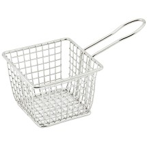 Winco FBM-443S Square Stainless Steel Mini Fry Basket 4" x 4" x 3"