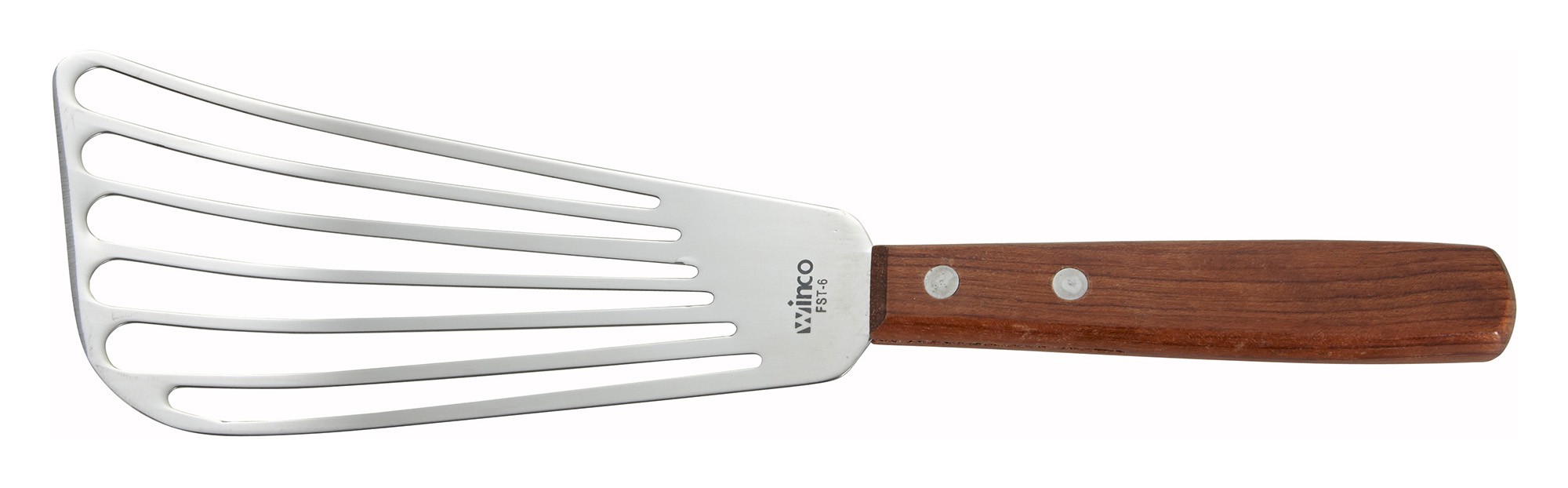 Winco FST-6 Fish Spatula with Wood Handle 6-1/2"