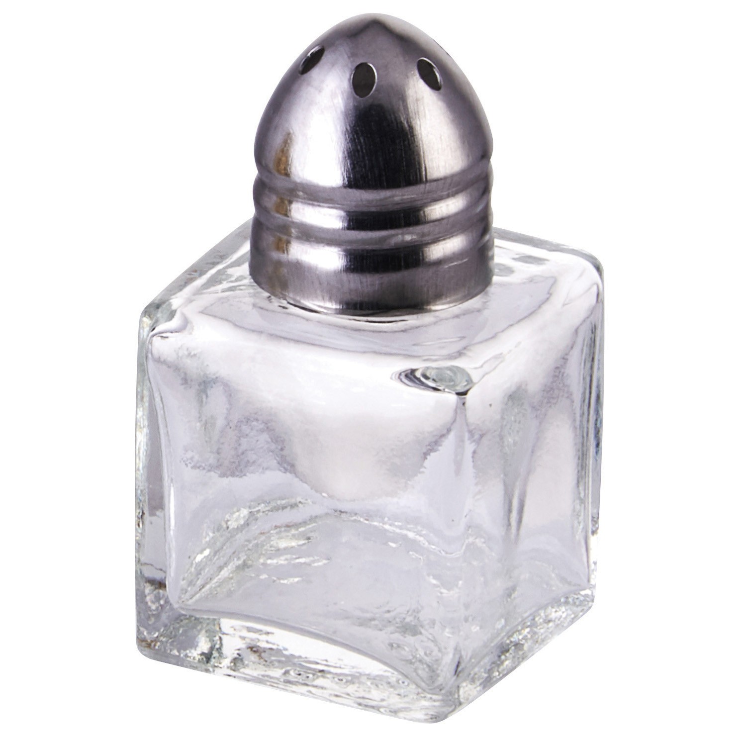 Winco G-100 Square .5 oz. Glass Salt/Pepper Shaker with Chrome Top