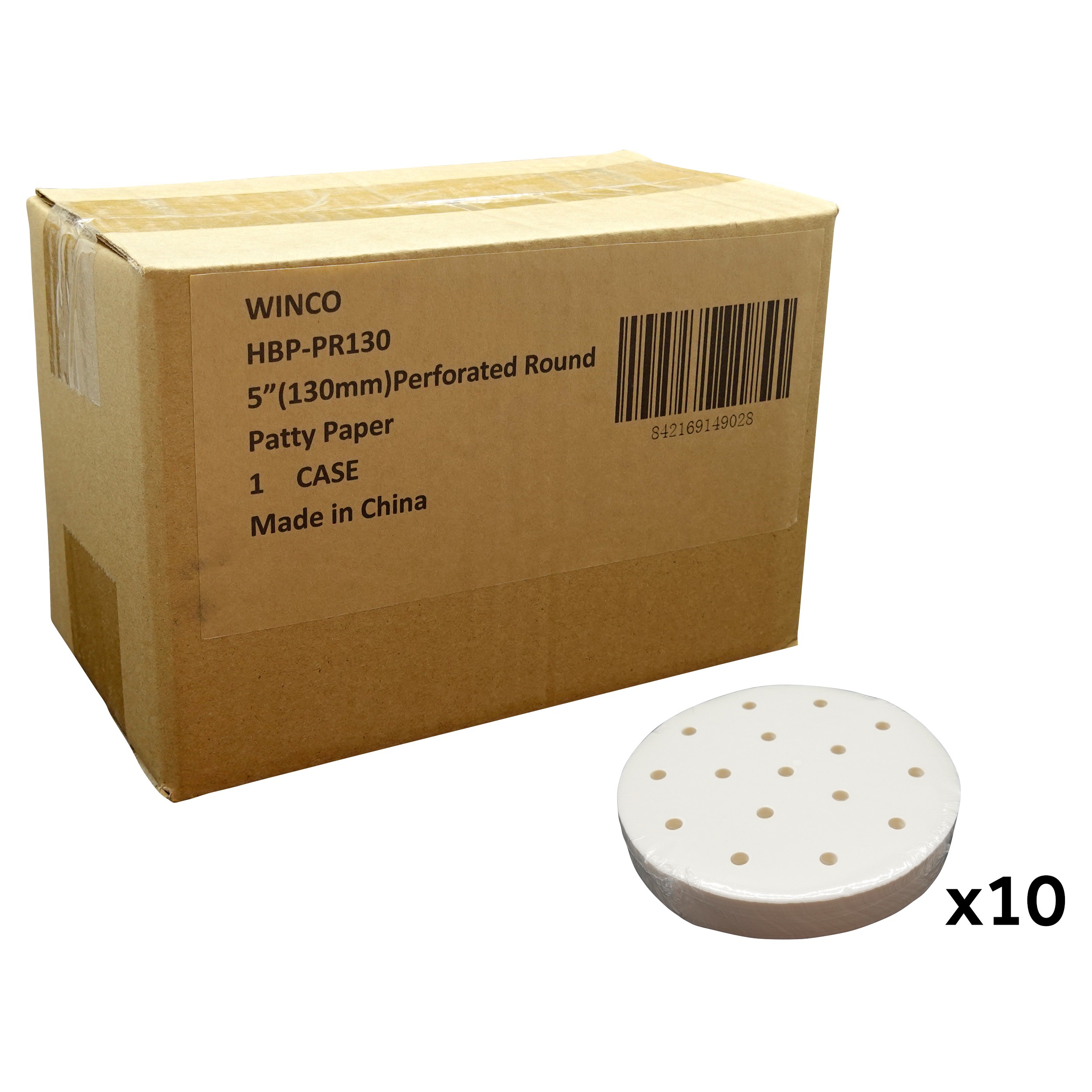 Winco HBP-PR130 5" (130mm) Perforated Round Patty Paper, 5000/Pack