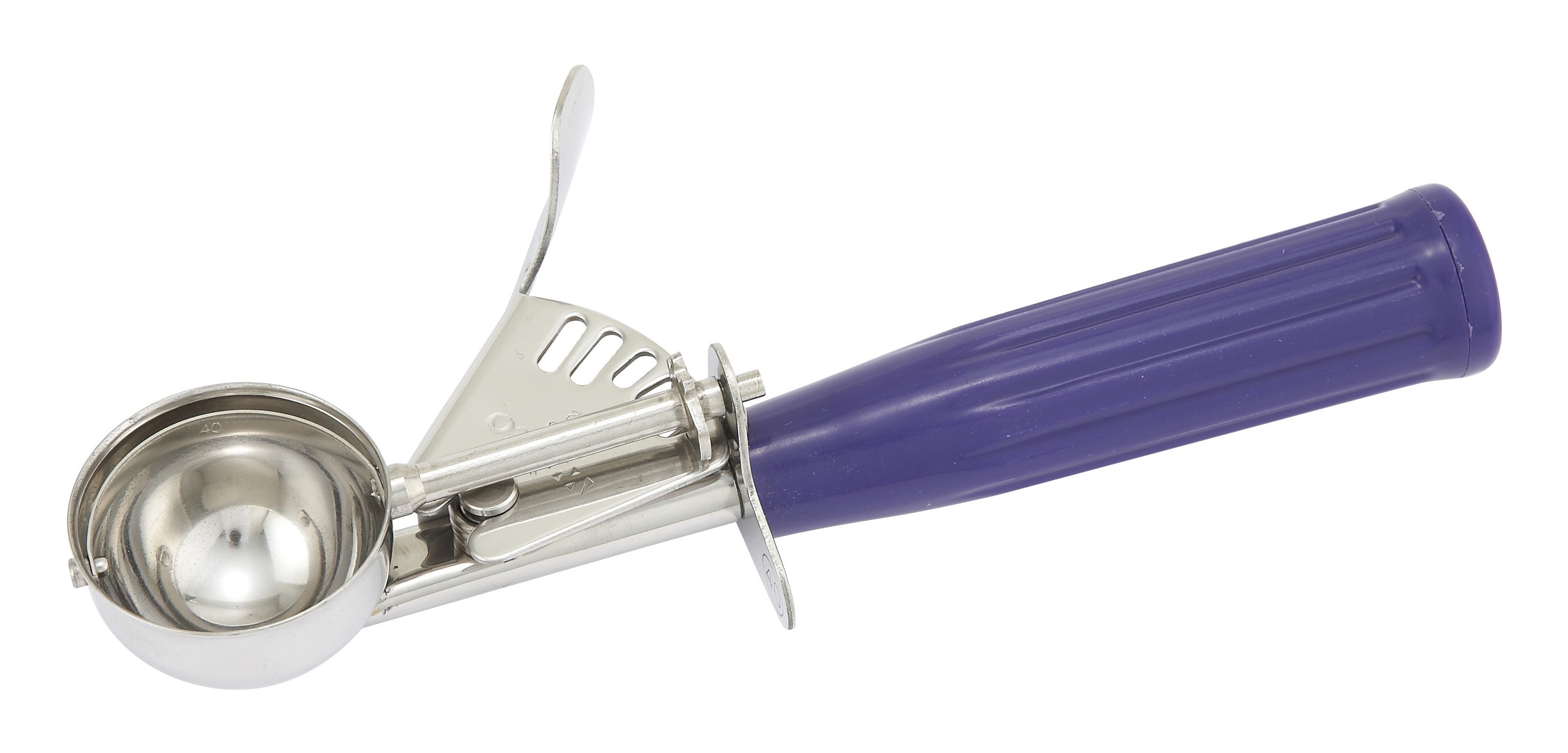 Winco ICD-40 Ice Cream Disher 7/8 oz. with Purple Plastic Handle Size 40