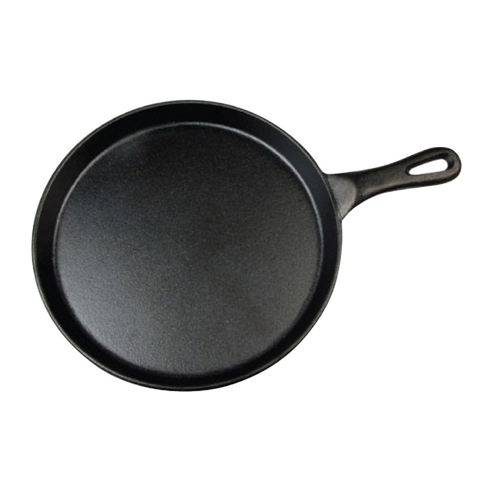 Winco IGL-10 Black Coated Round Cast Iron Grill Pan 10"