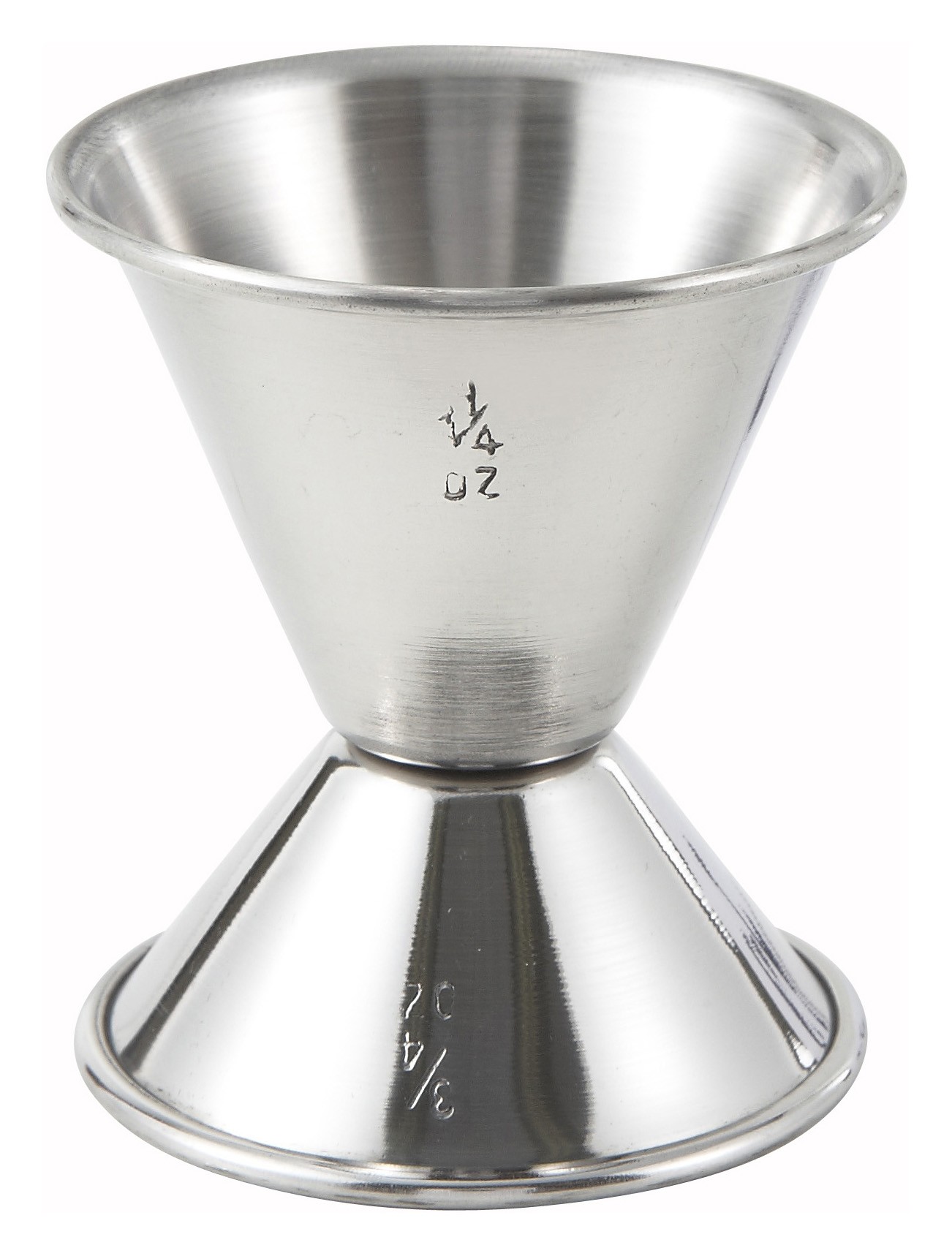 Winco J-2 Stainless Steel Jigger 3/4 oz. x 1-1/4 oz.