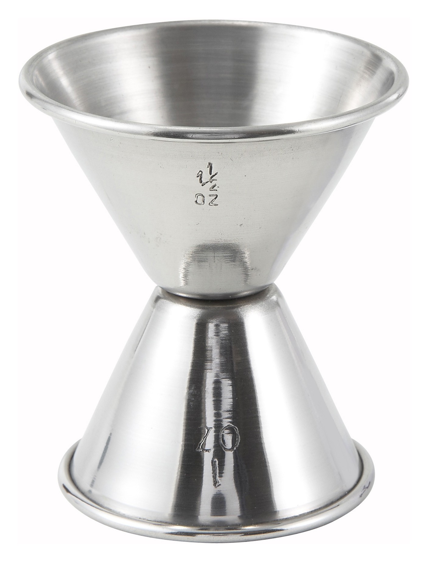 Winco J-4 Stainless Steel Jigger 1 oz. x 1-1/2 oz.