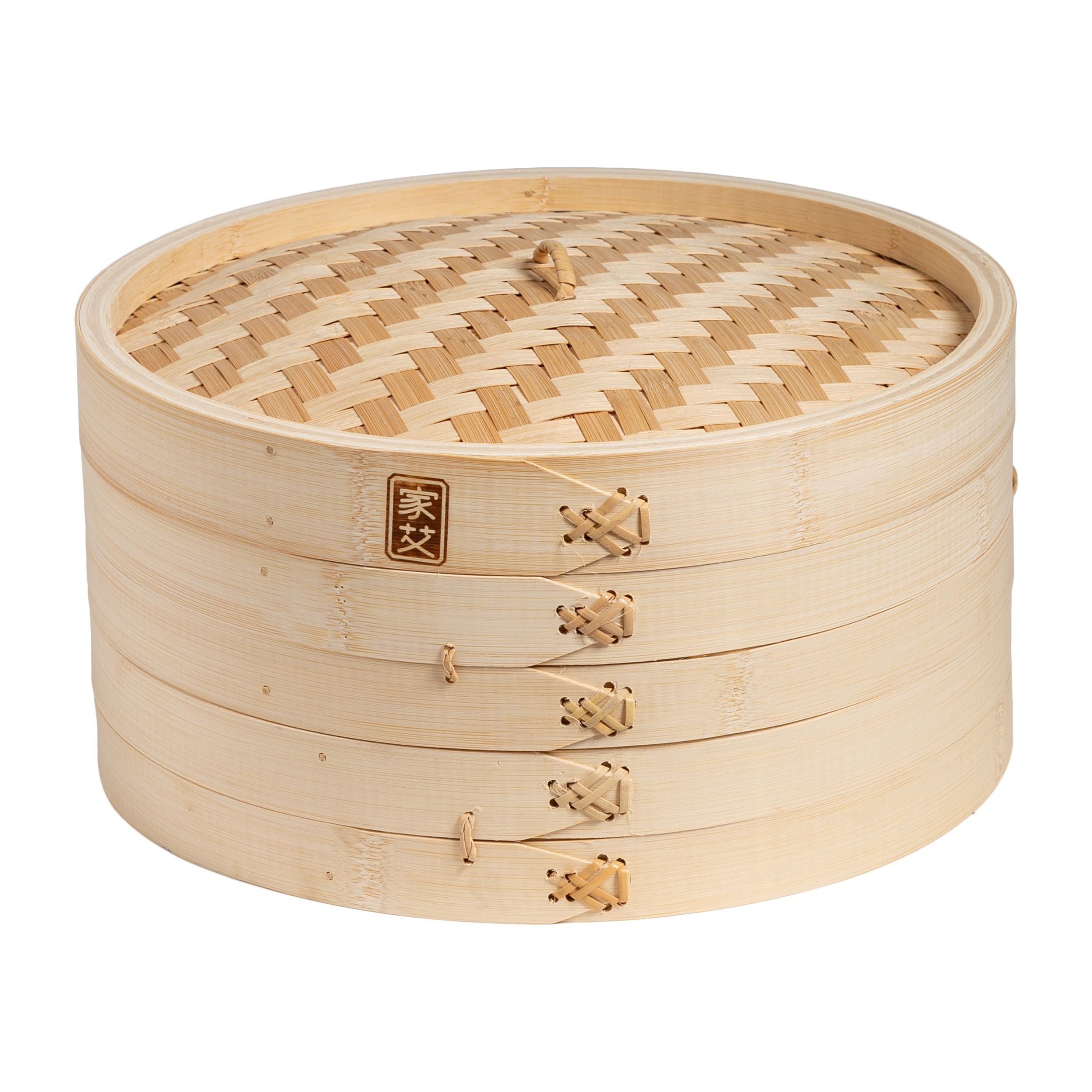 Winco J26-0012 2-Tier Bamboo Steamer Baskets, 12"
