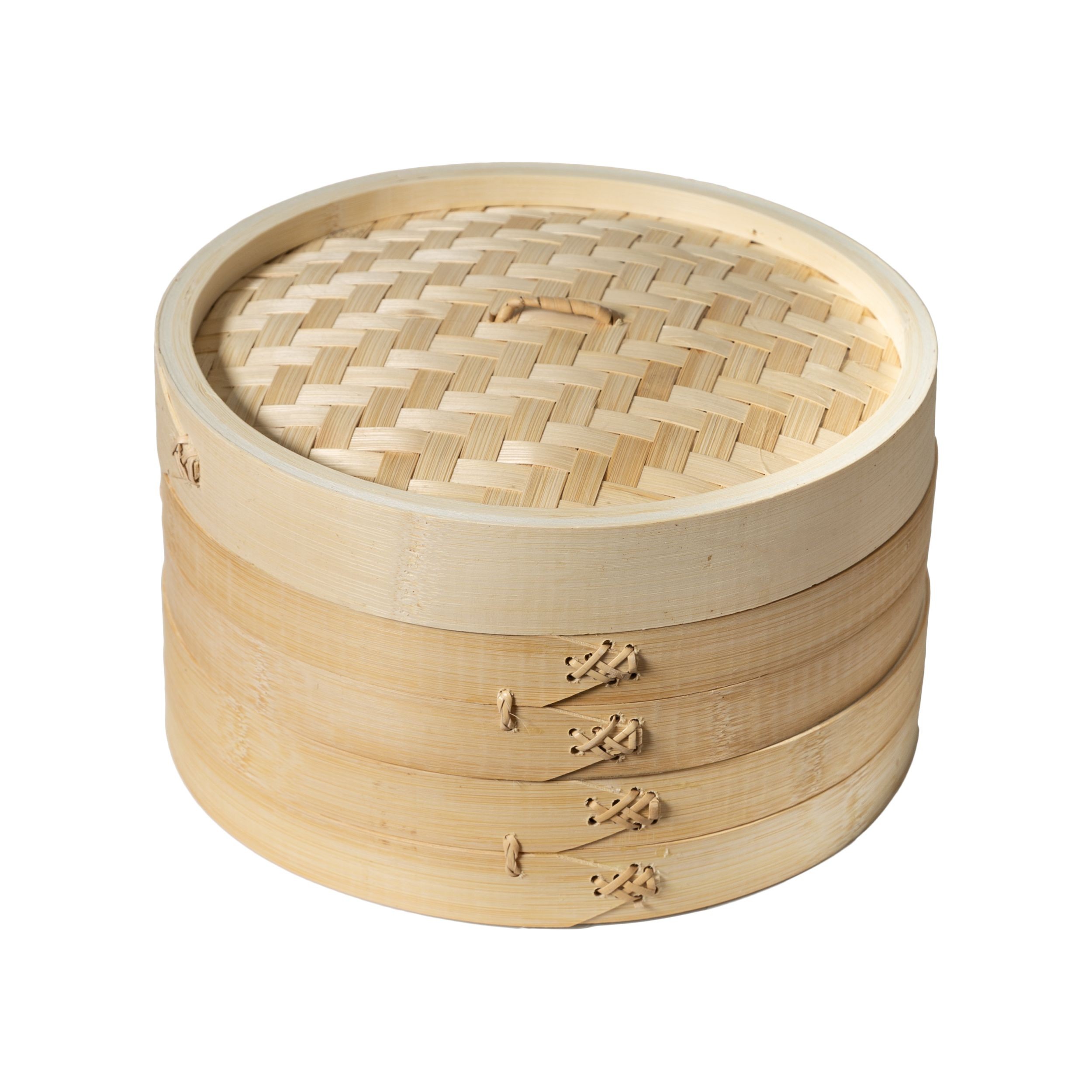 Winco J26-0013 2-Tier Bamboo Steamer Baskets, 10"