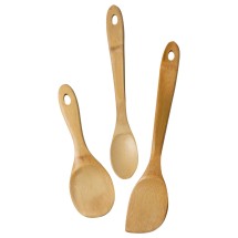 Winco J33-2018 Burnished Bamboo Wok Utensils, 3-Piece Stir Fry Set