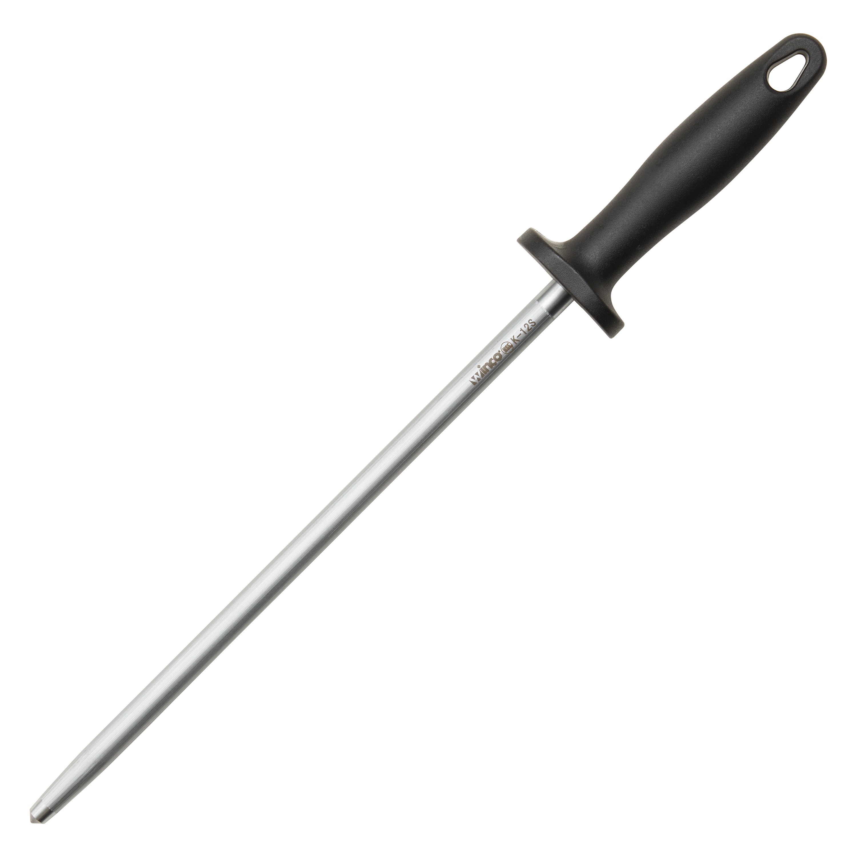 Winco K-12S Sharpening Steel with Black Handle 12"