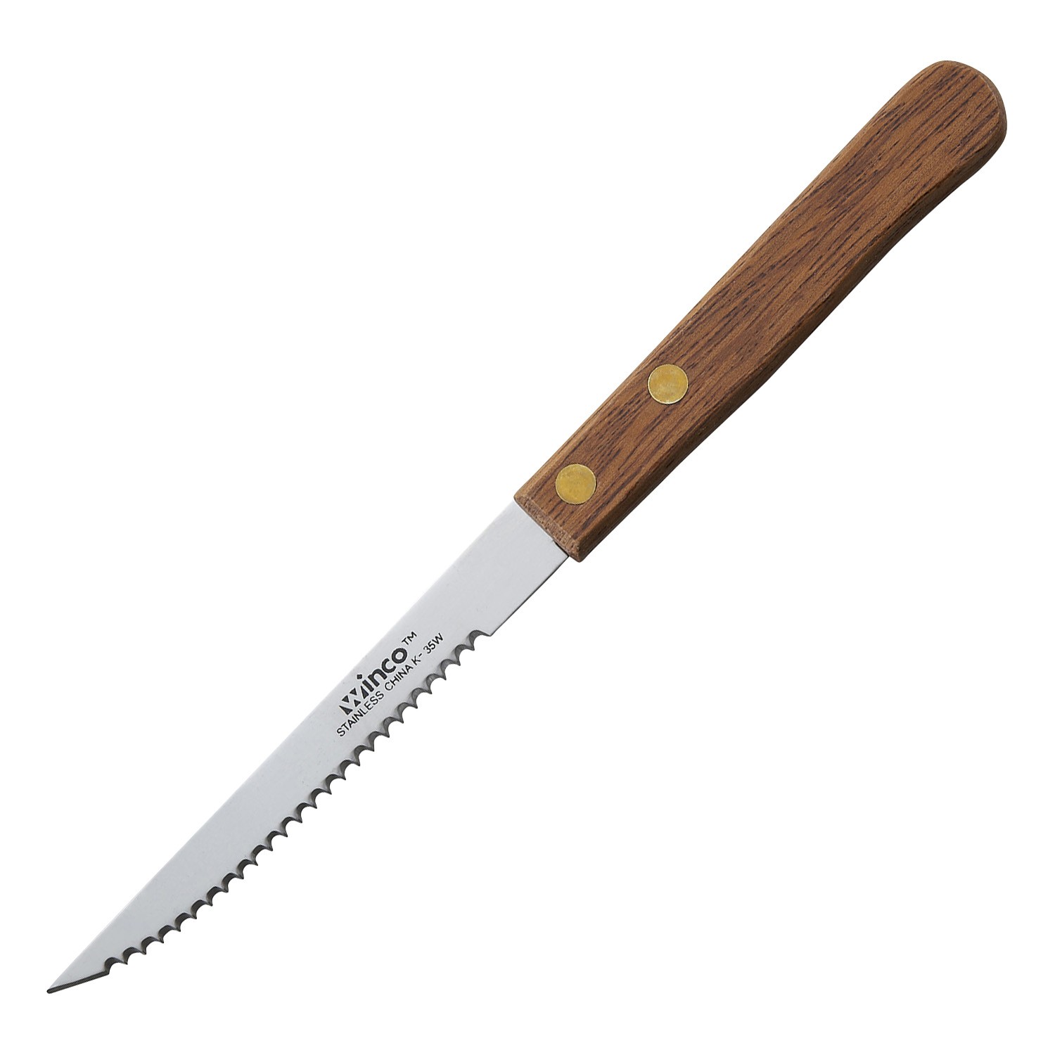 Winco K-35W Economy Steak Knife with Wooden Handle 4"