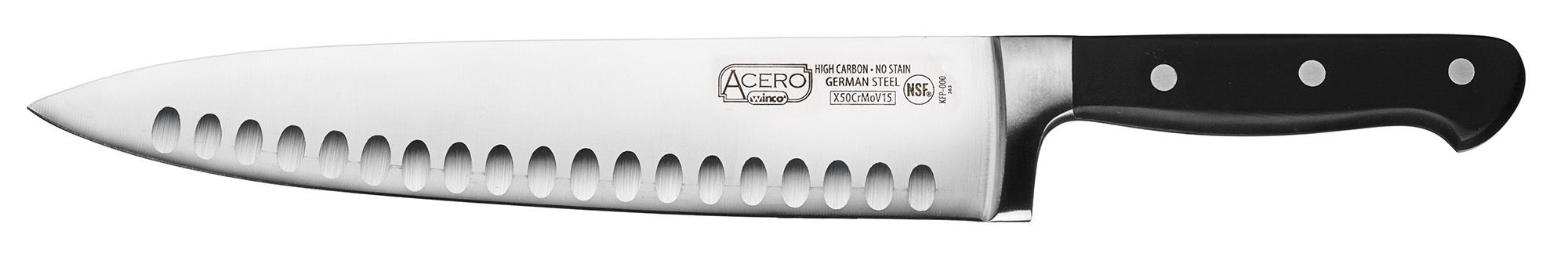 Winco KFP-103 Acero 10" Hollow Ground Chef&s Knife